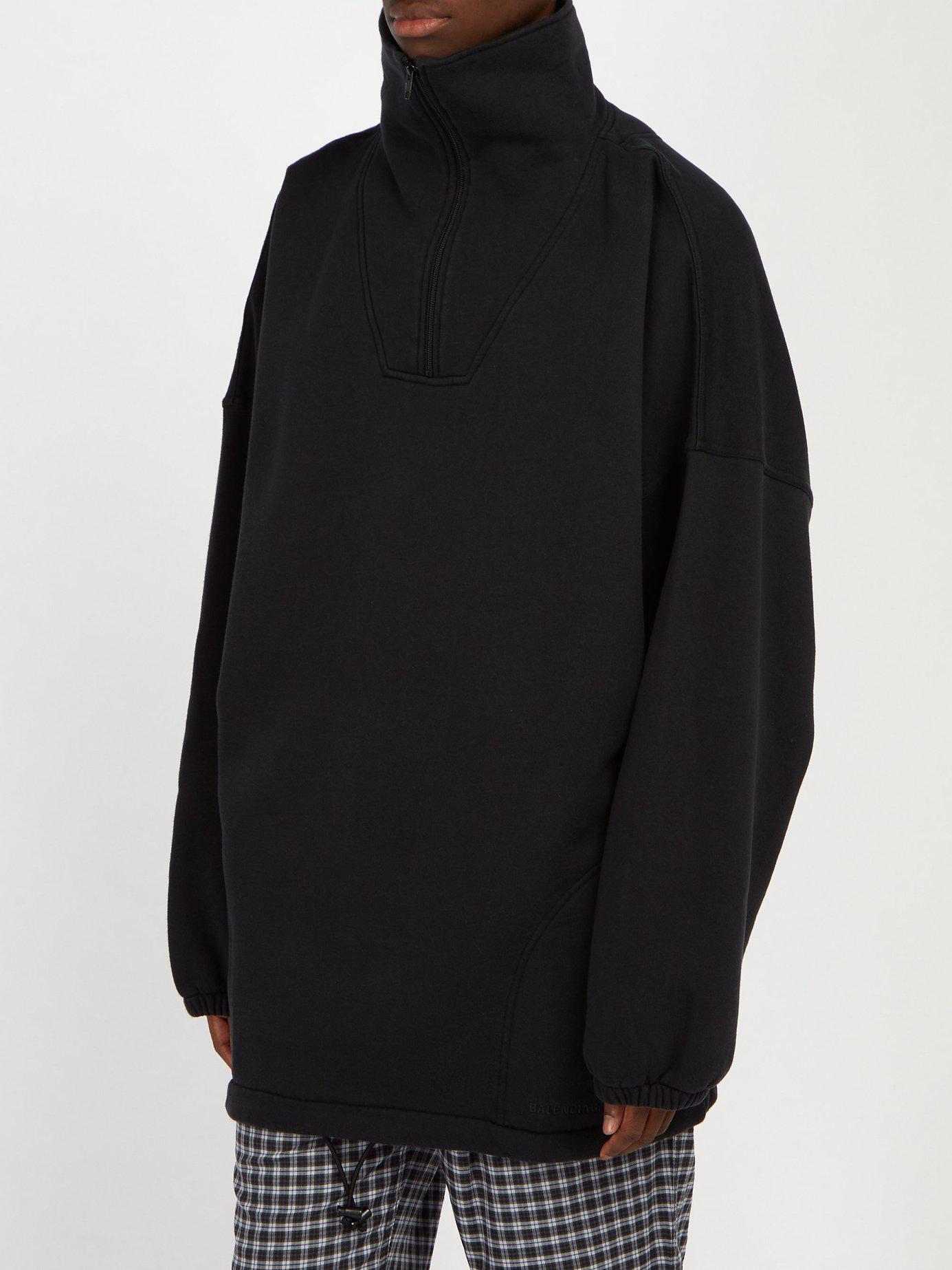 Balenciaga Oversized Quarter Zip Fleece Sweatshirt in Black for Men | Lyst