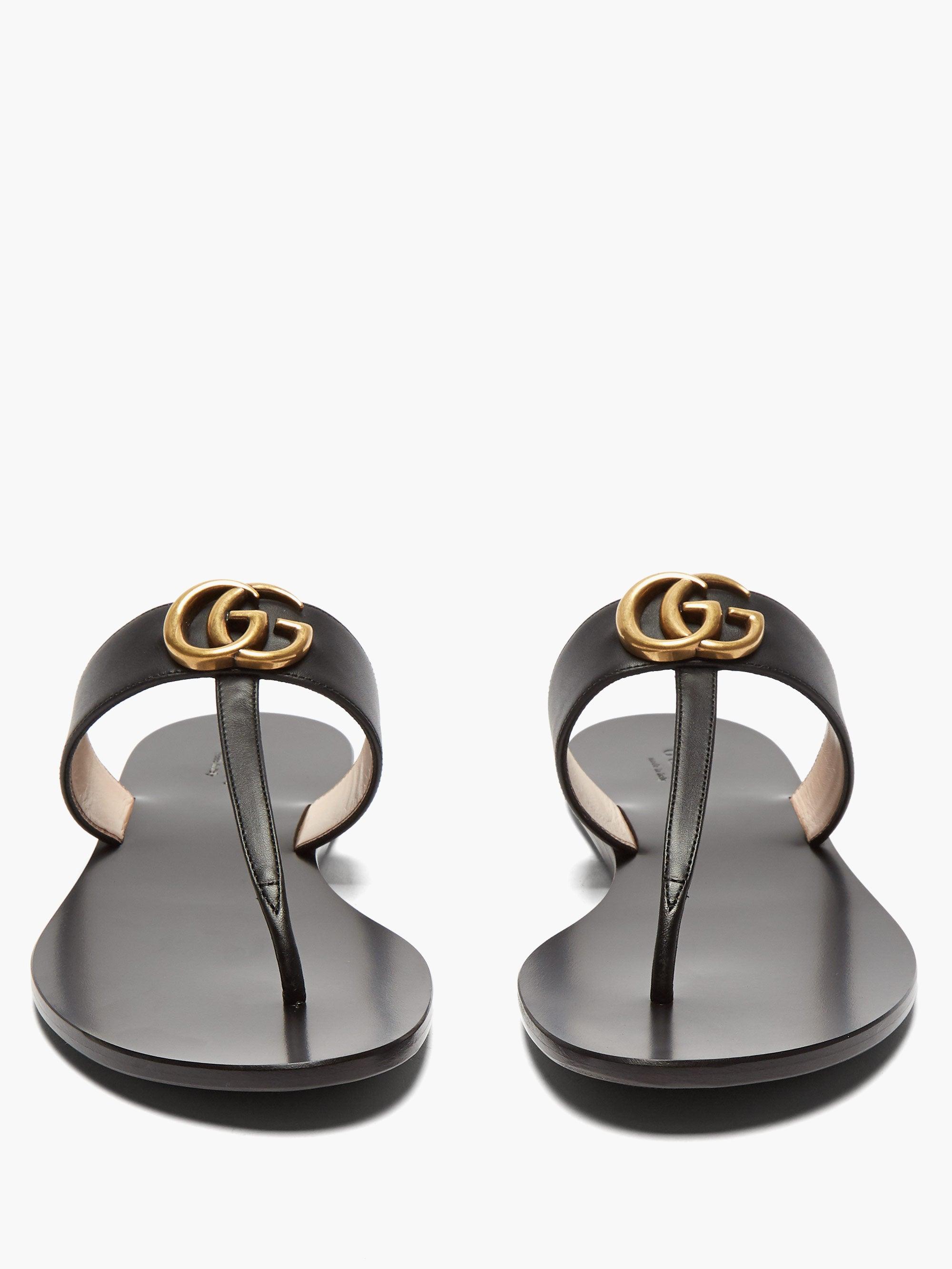 Gucci Black Marmont Leather Sandals Eur 35 / 2 Uk Women - Save 7% | Lyst