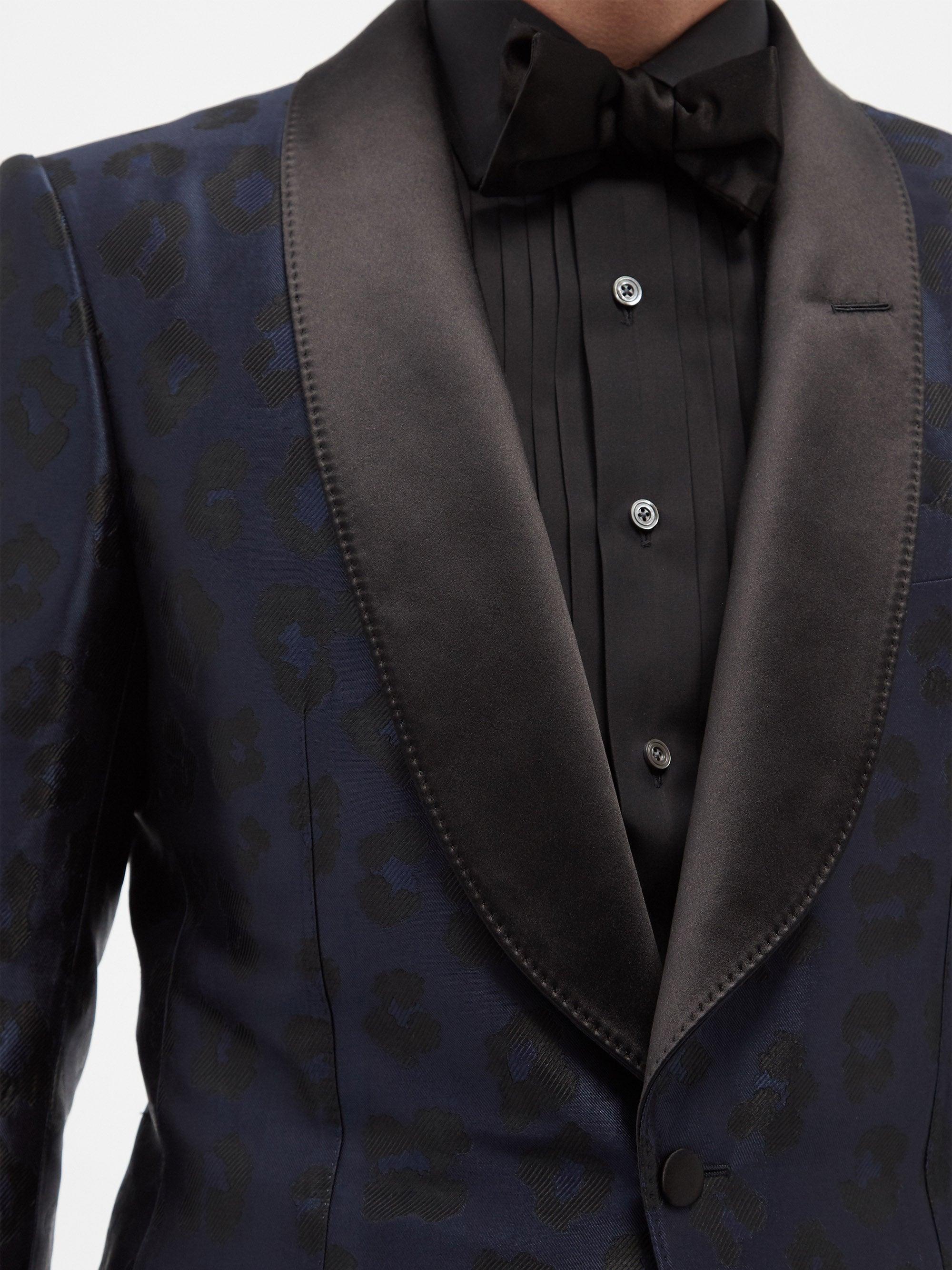 Tom Ford Atticus Leopard-jacquard Satin Tuxedo Jacket in Blue for Men | Lyst