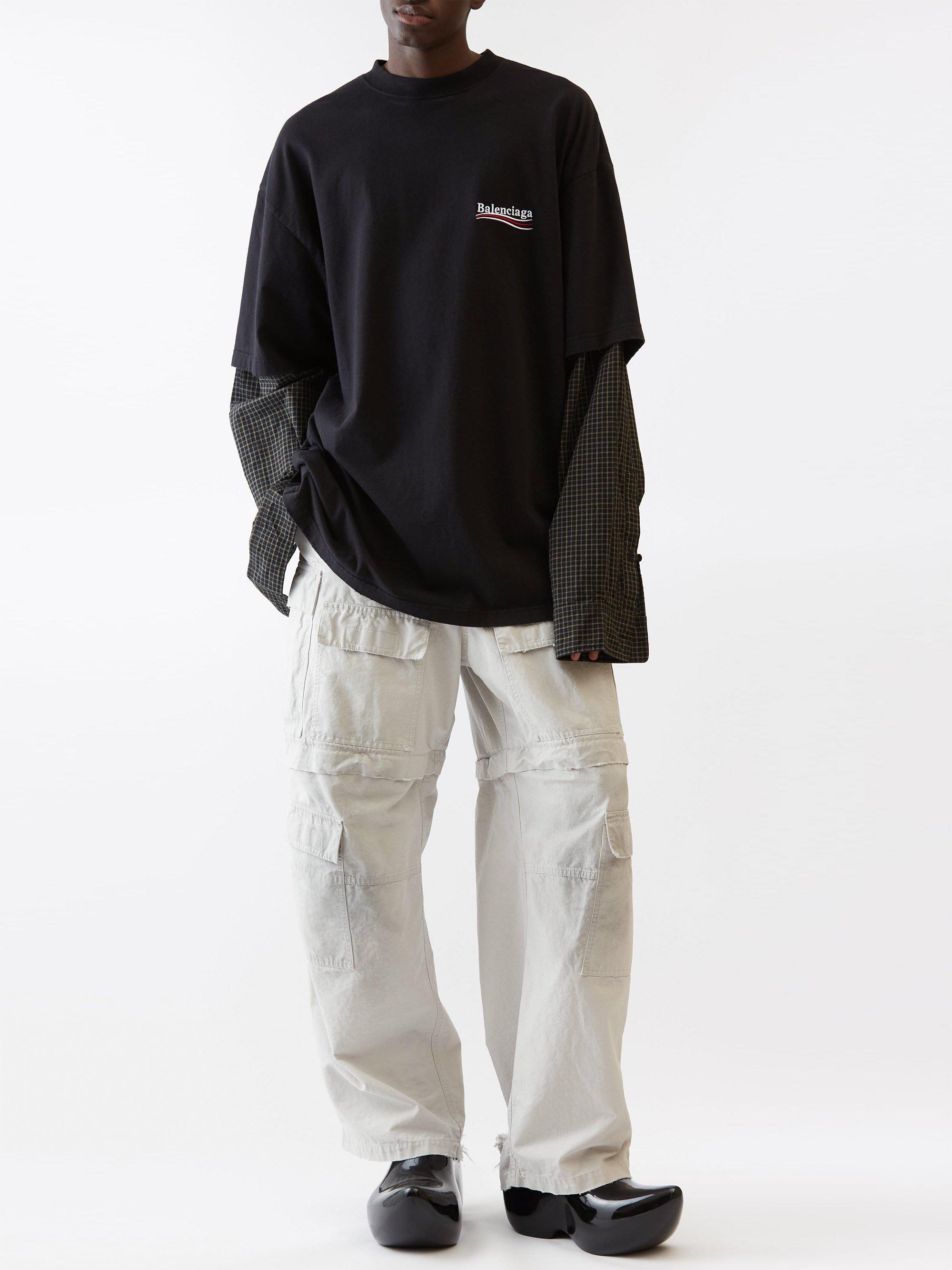 Balenciaga Distressed Cargo Trousers in Natural for Men | Lyst