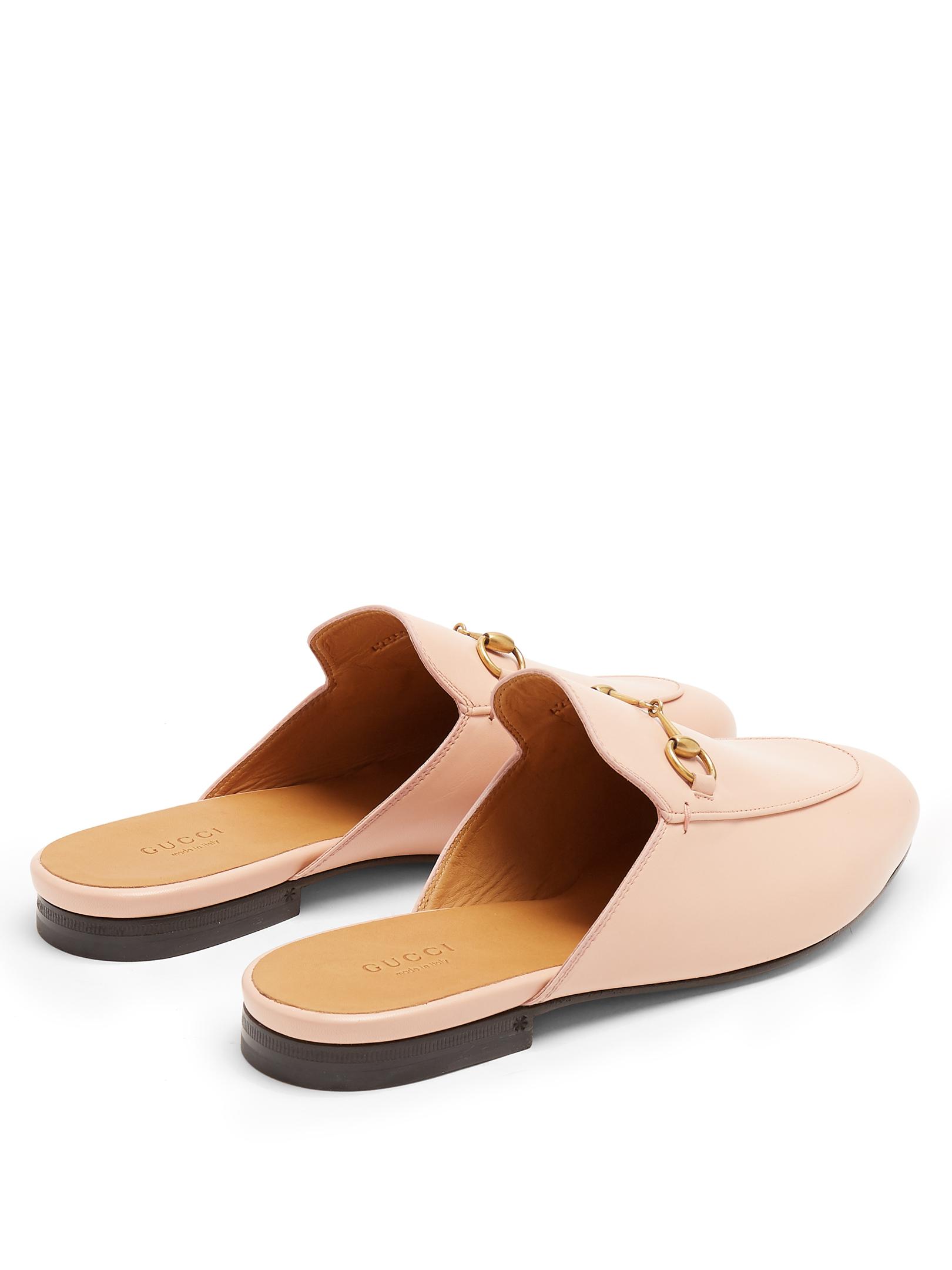 Gucci Princetown Leather Backless Loafers in Pink | Lyst UK