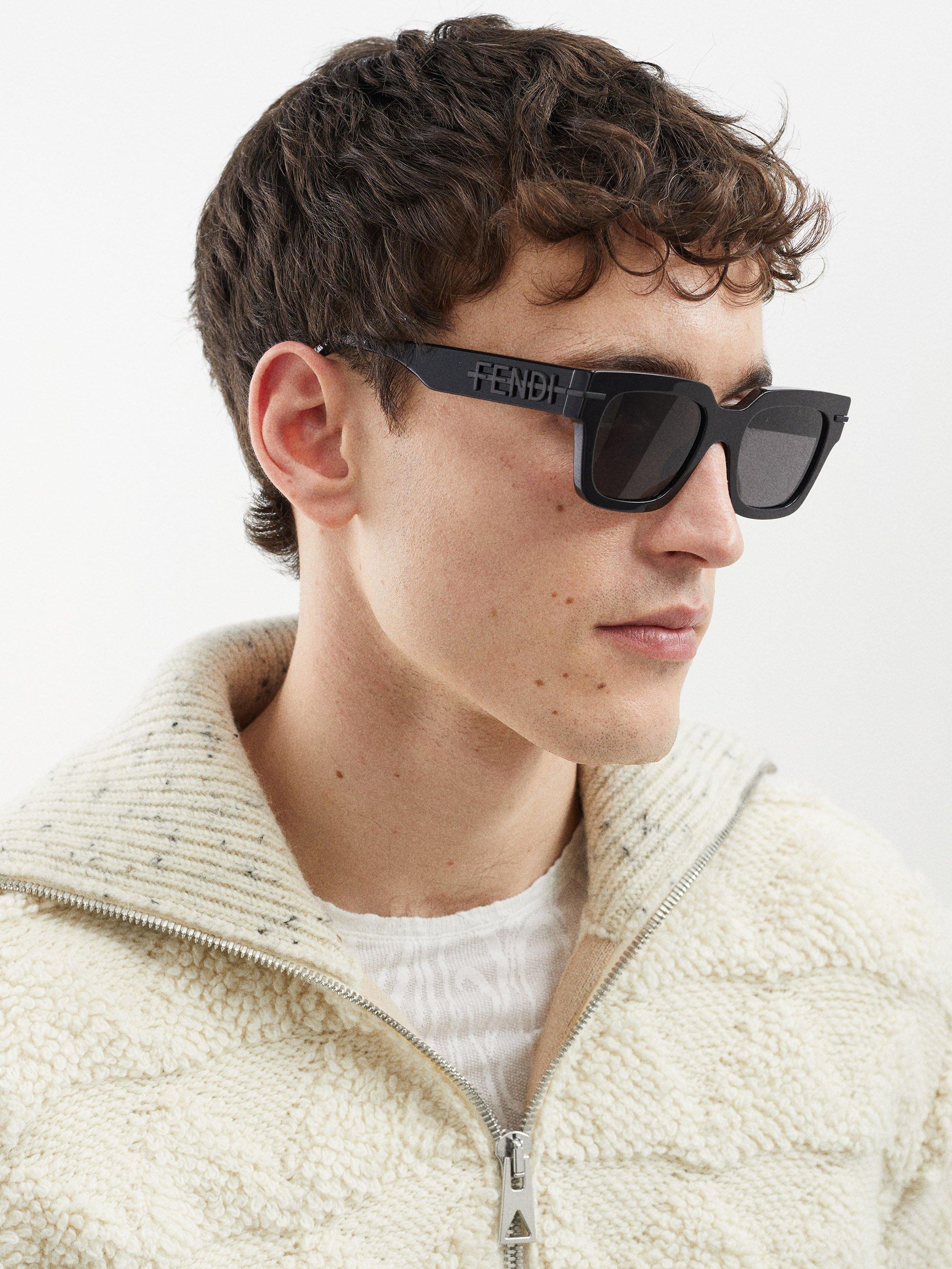 Fendi D-frame Acetate Sunglasses in Gray for Men | Lyst