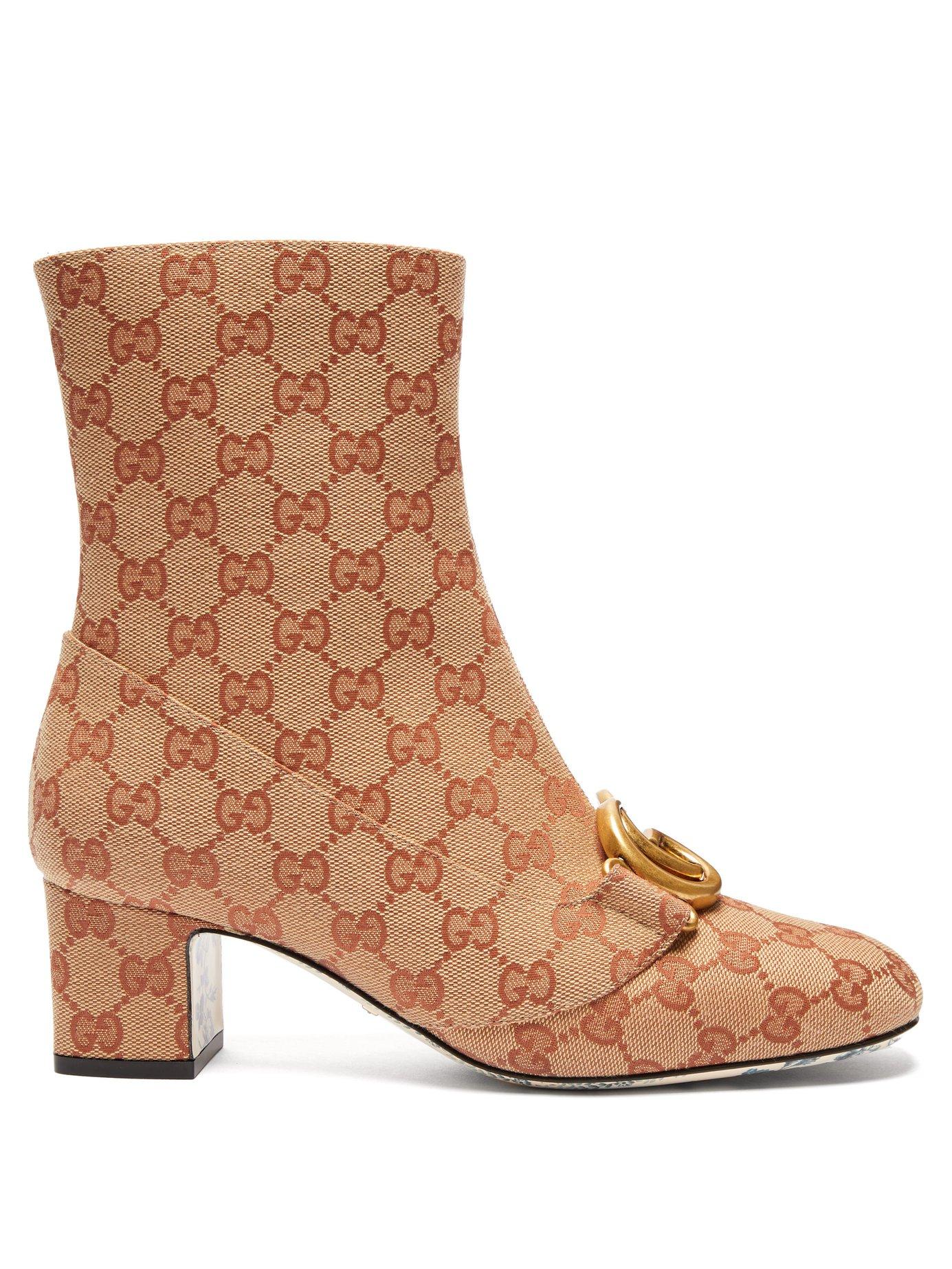 Gucci GG Ankle Boot With Double G in Natural | Lyst
