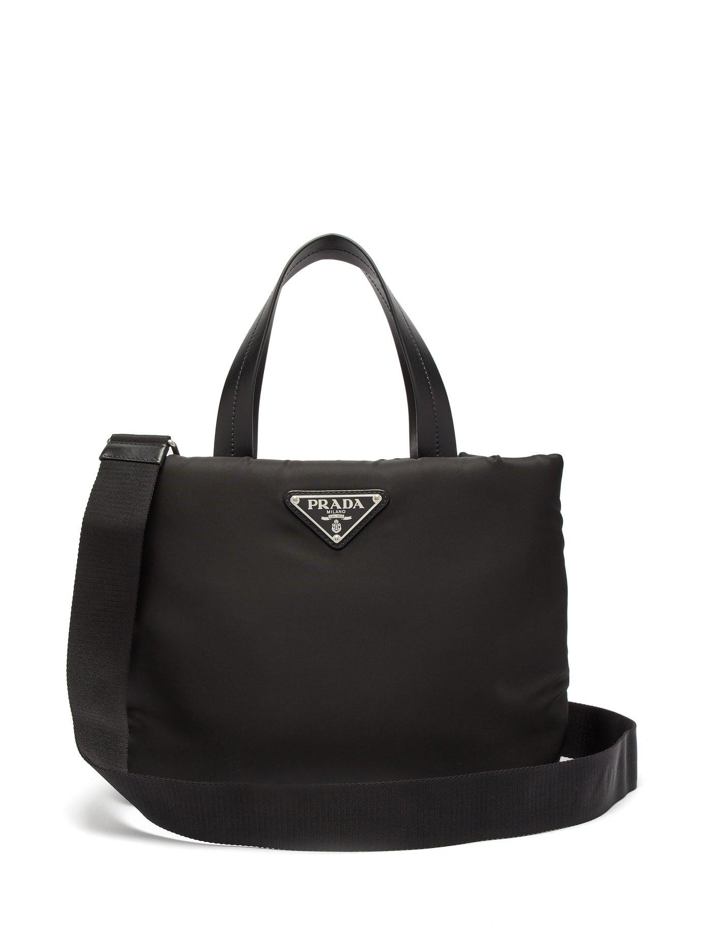 Prada Small Padded Nylon Tote Bag in Black | Lyst