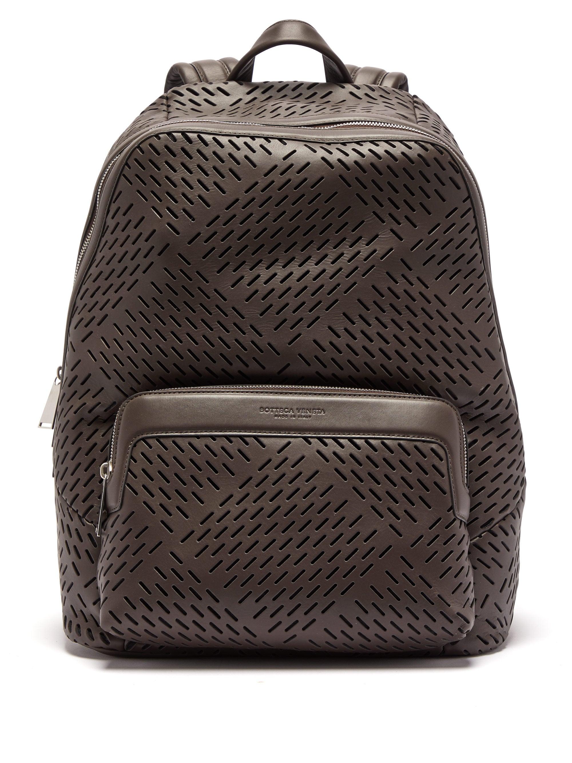 Bottega Veneta Zaino Perforated-leather Backpack in Black for Men | Lyst