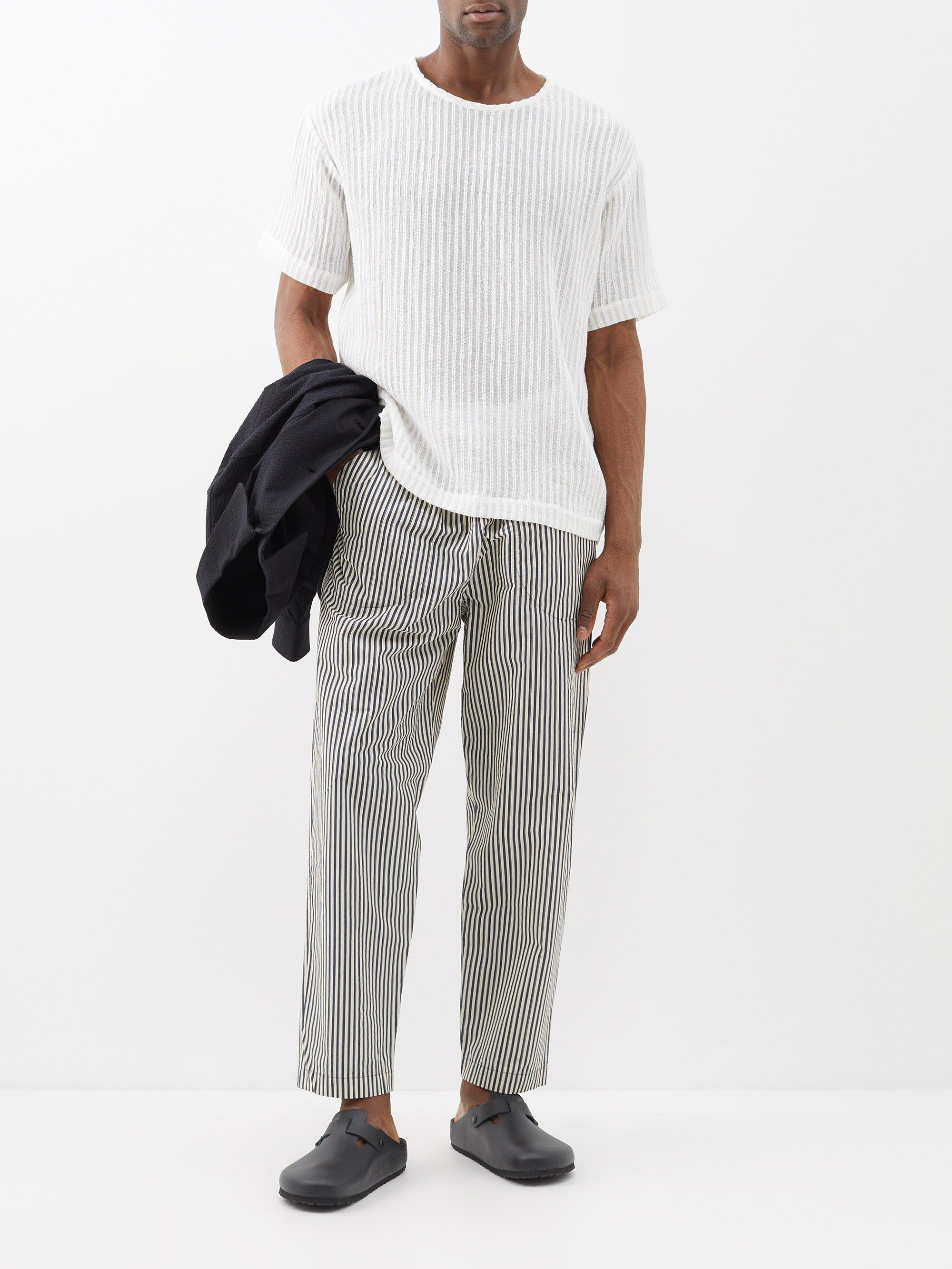 Barena Bioto Bastoncino Striped Cotton-blend Trousers in Gray for Men | Lyst