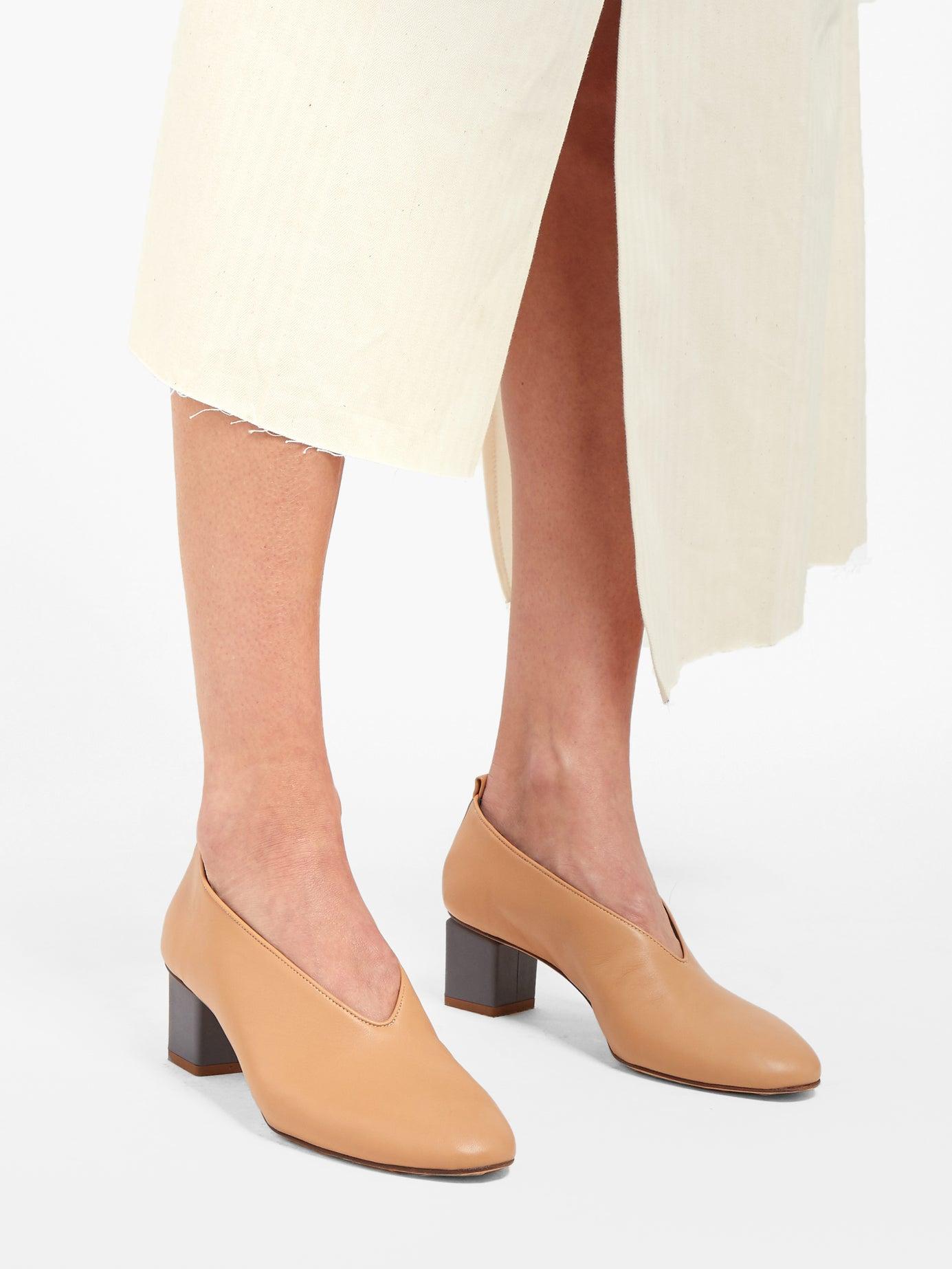 block heel leather mules