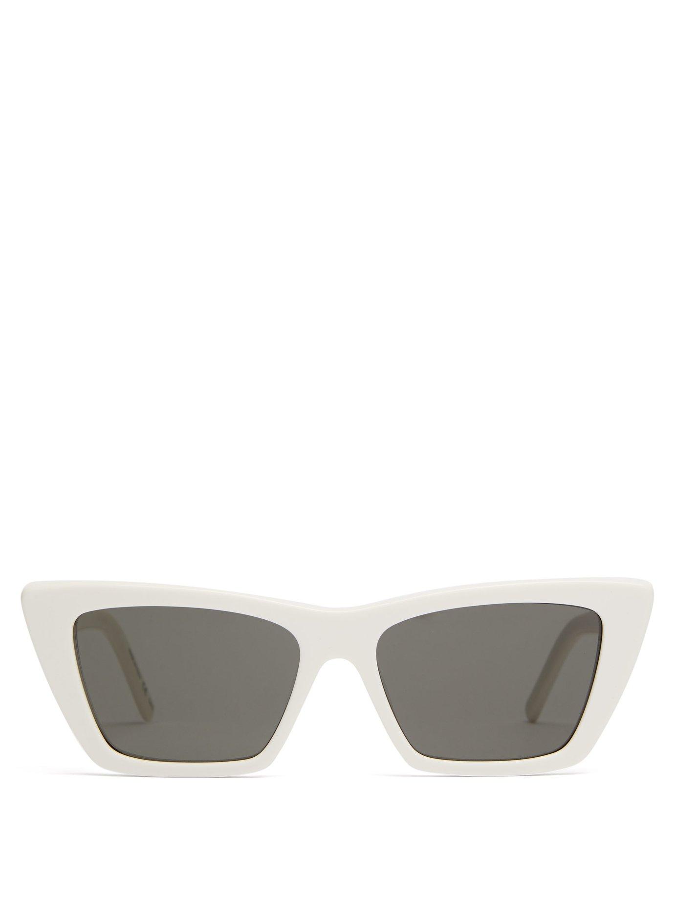 Saint Laurent Mica Cat Eye Acetate Sunglasses in Ivory (White) Lyst
