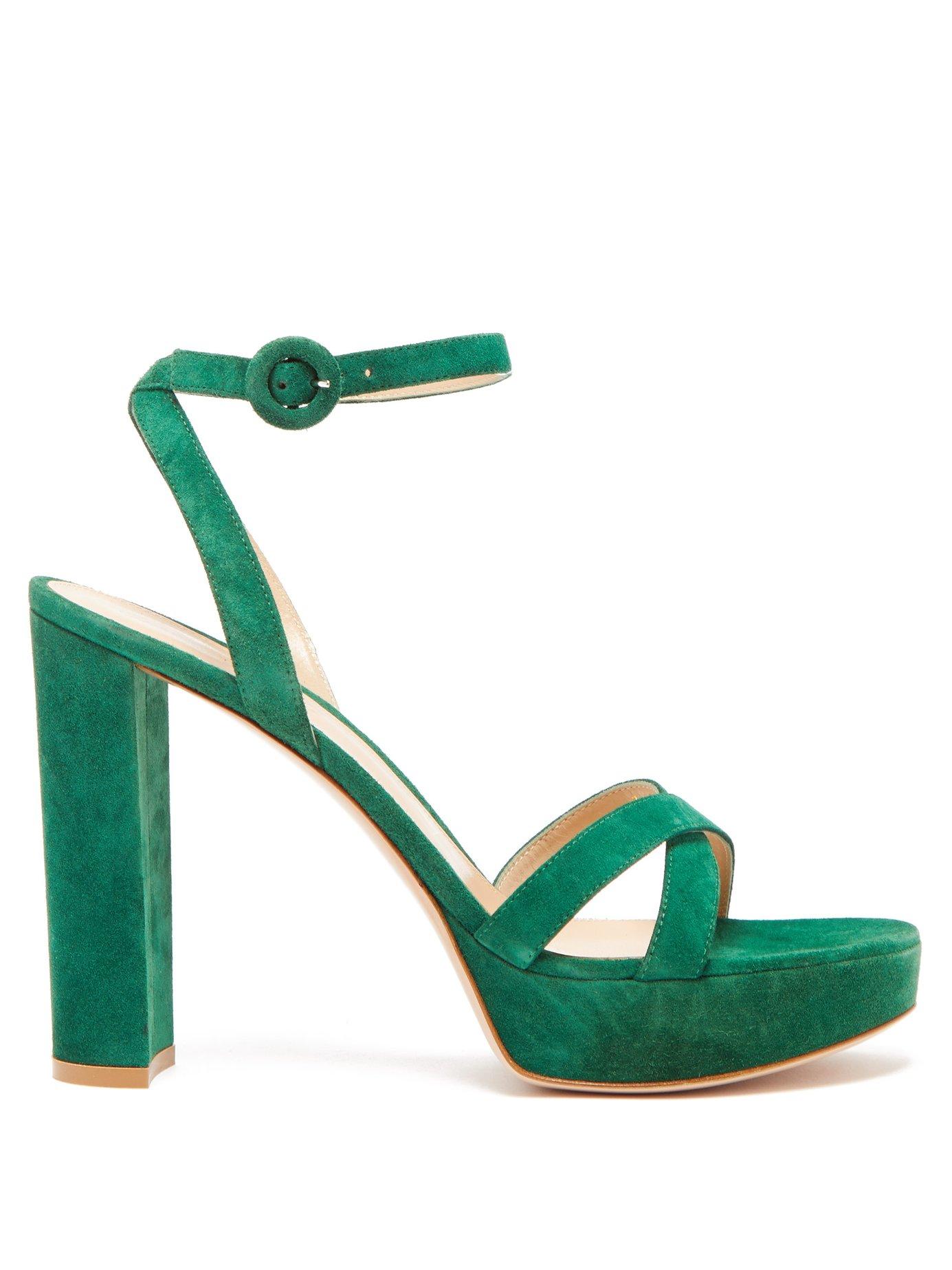 green platform sandals