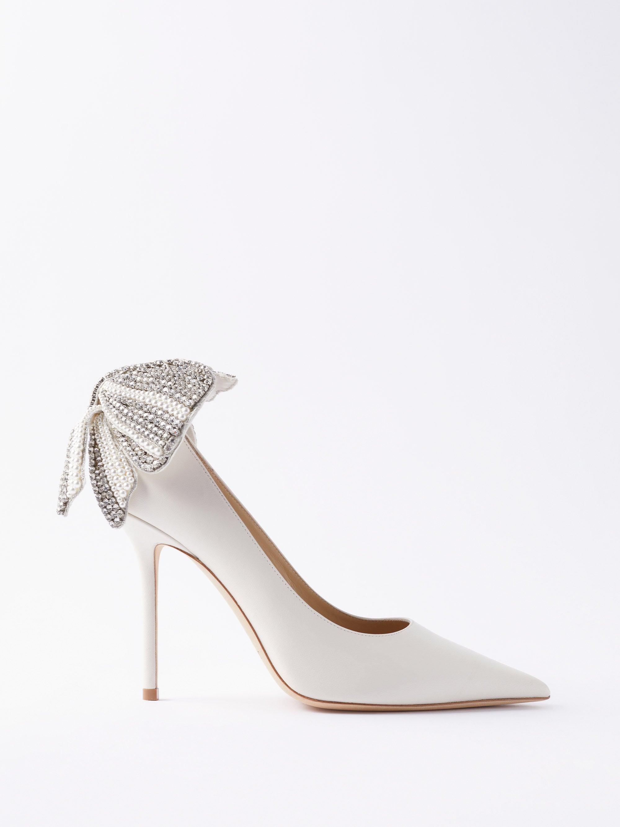 Jimmy Choo Love 100 Crystalbow Leather Pumps in White Lyst