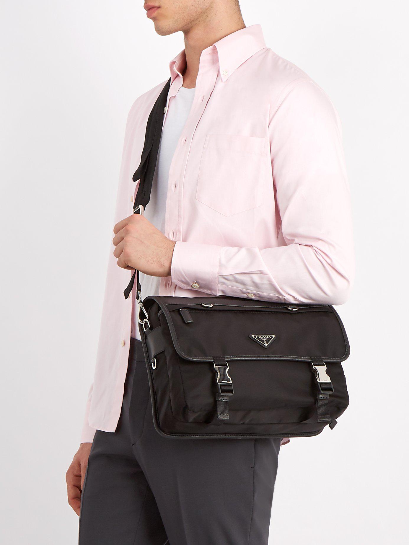 Prada Synthetic Leather-trimmed Nylon Messenger Bag in ...