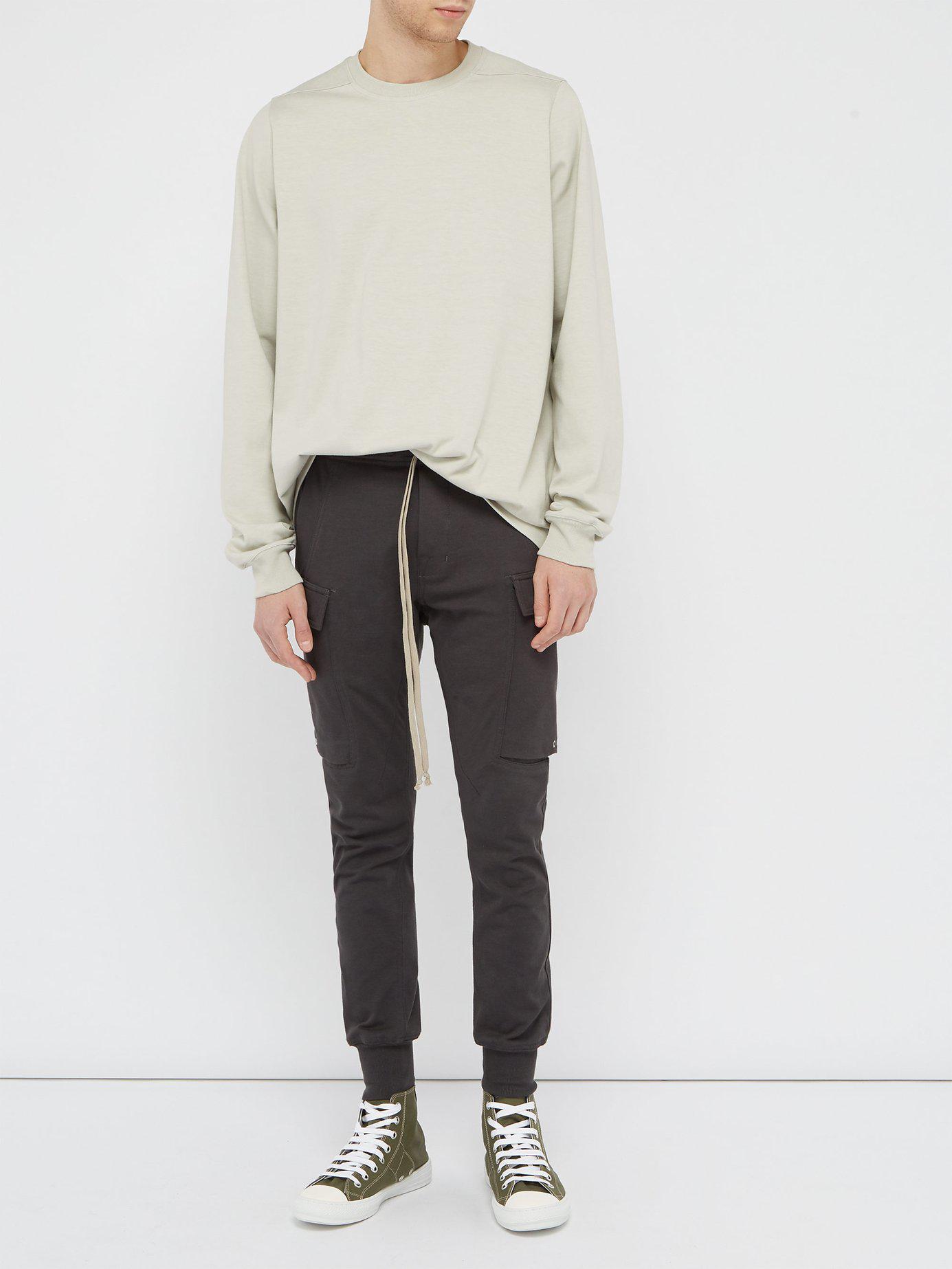 Rick Owens Babel Cotton Cargo Track Pants in Gray for Men - Lyst