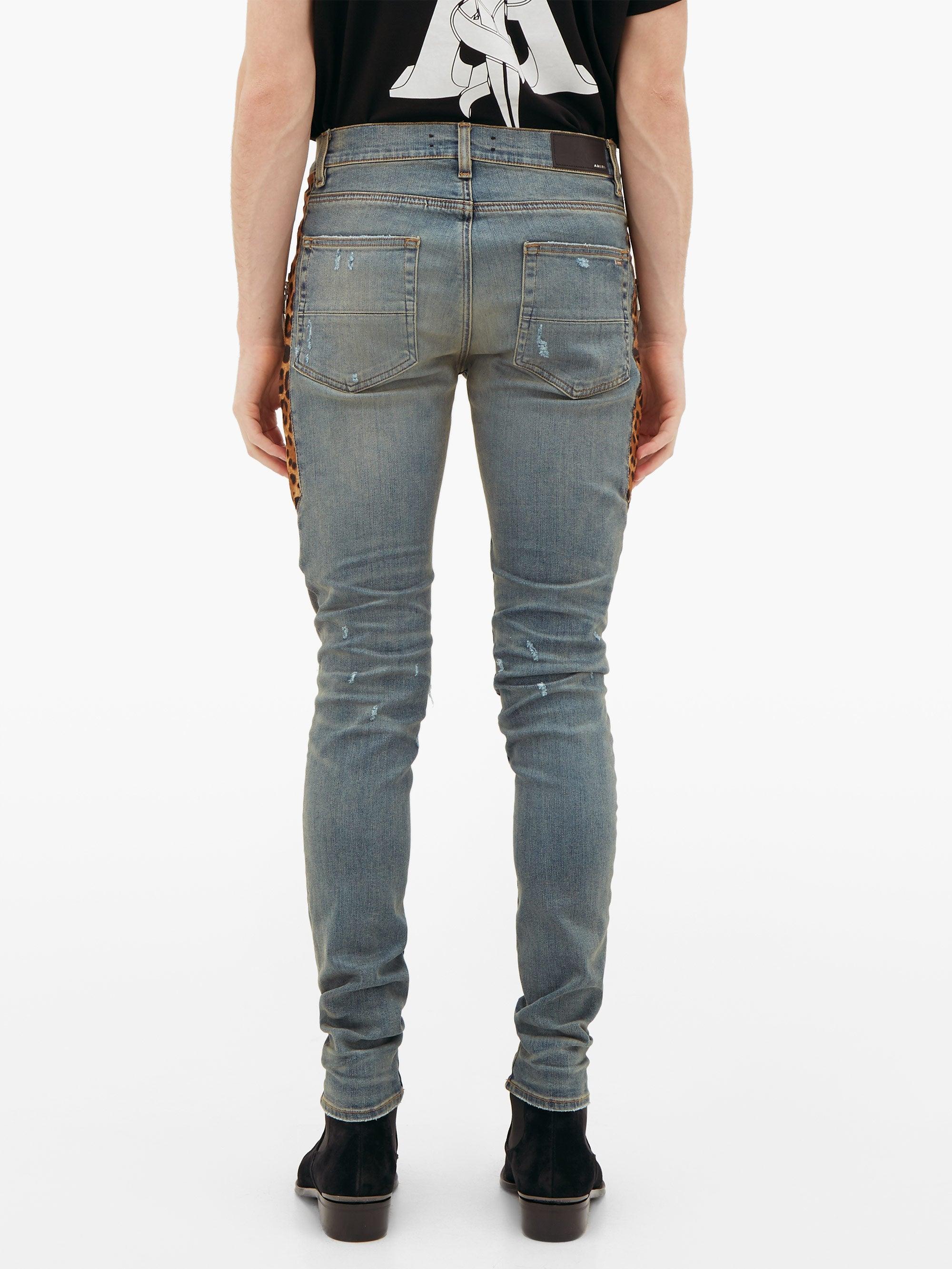 Amiri Leopard-print Calf Hair-striped Distressed Jeans in Blue for Men |  Lyst