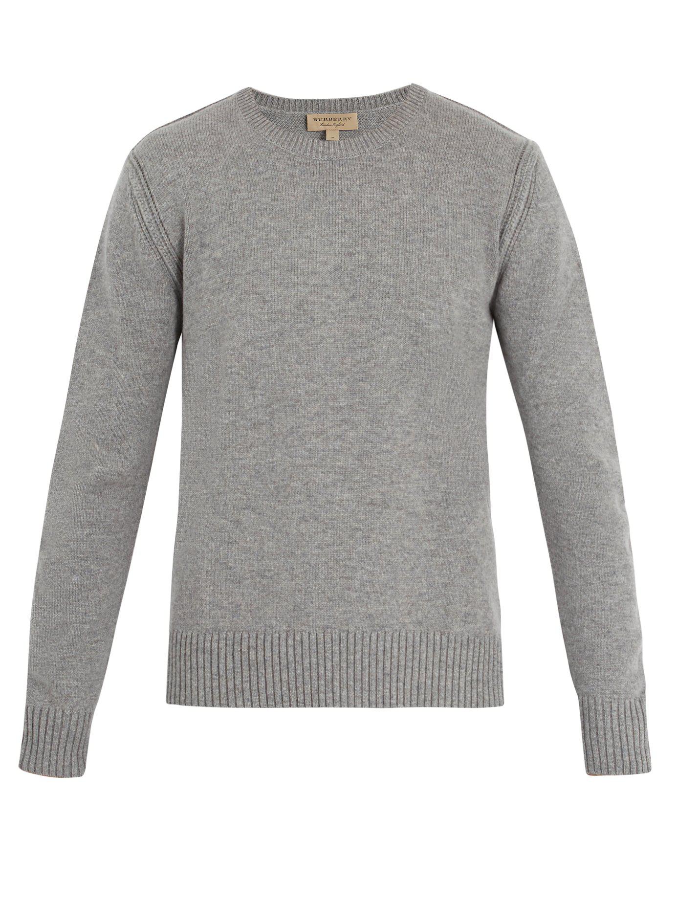 Burberry Crew-neck Cashmere-blend Sweater in Light Grey (Gray) for Men ...
