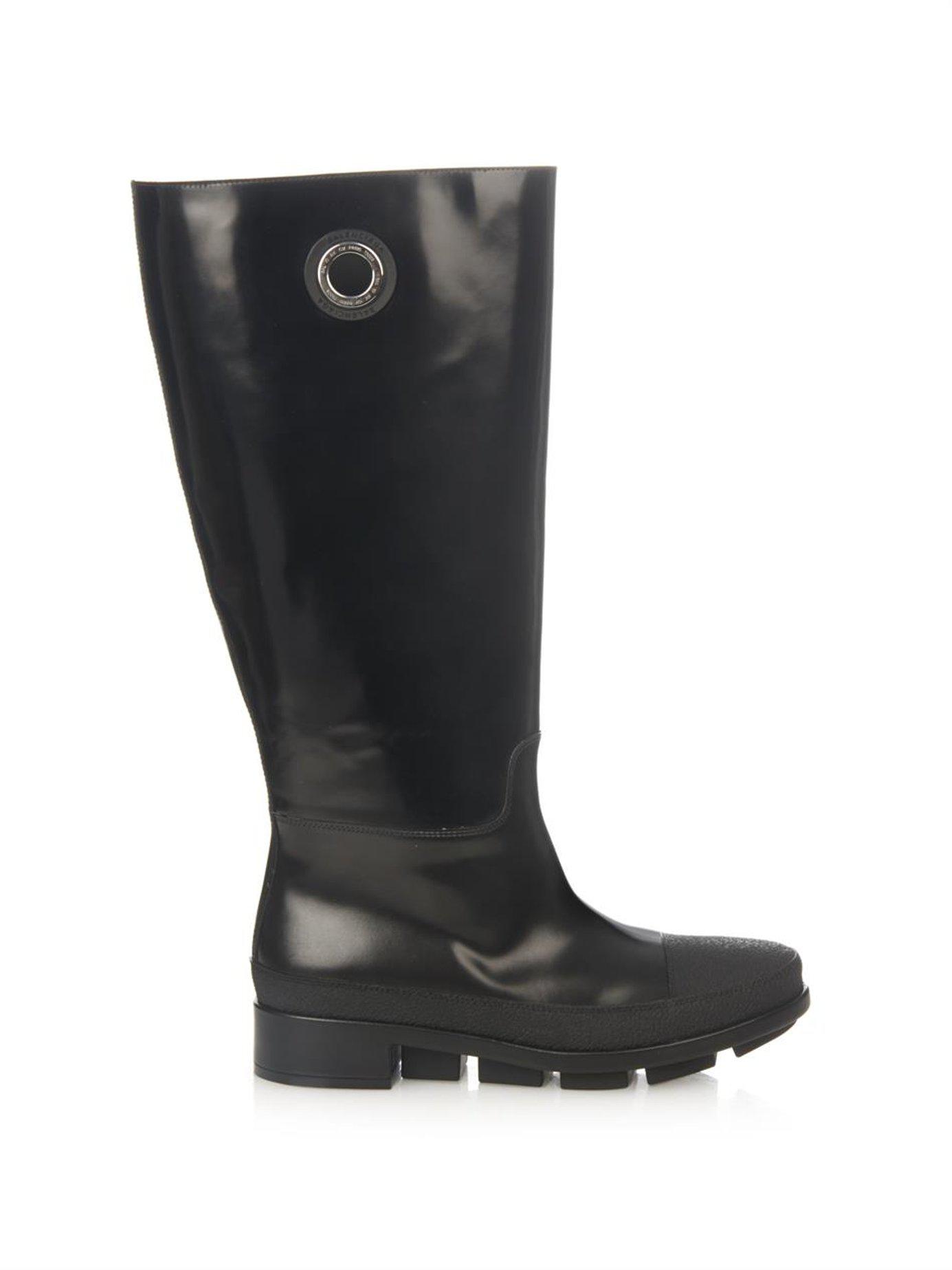 Balenciaga River Leather Rain Boots in Black - Lyst