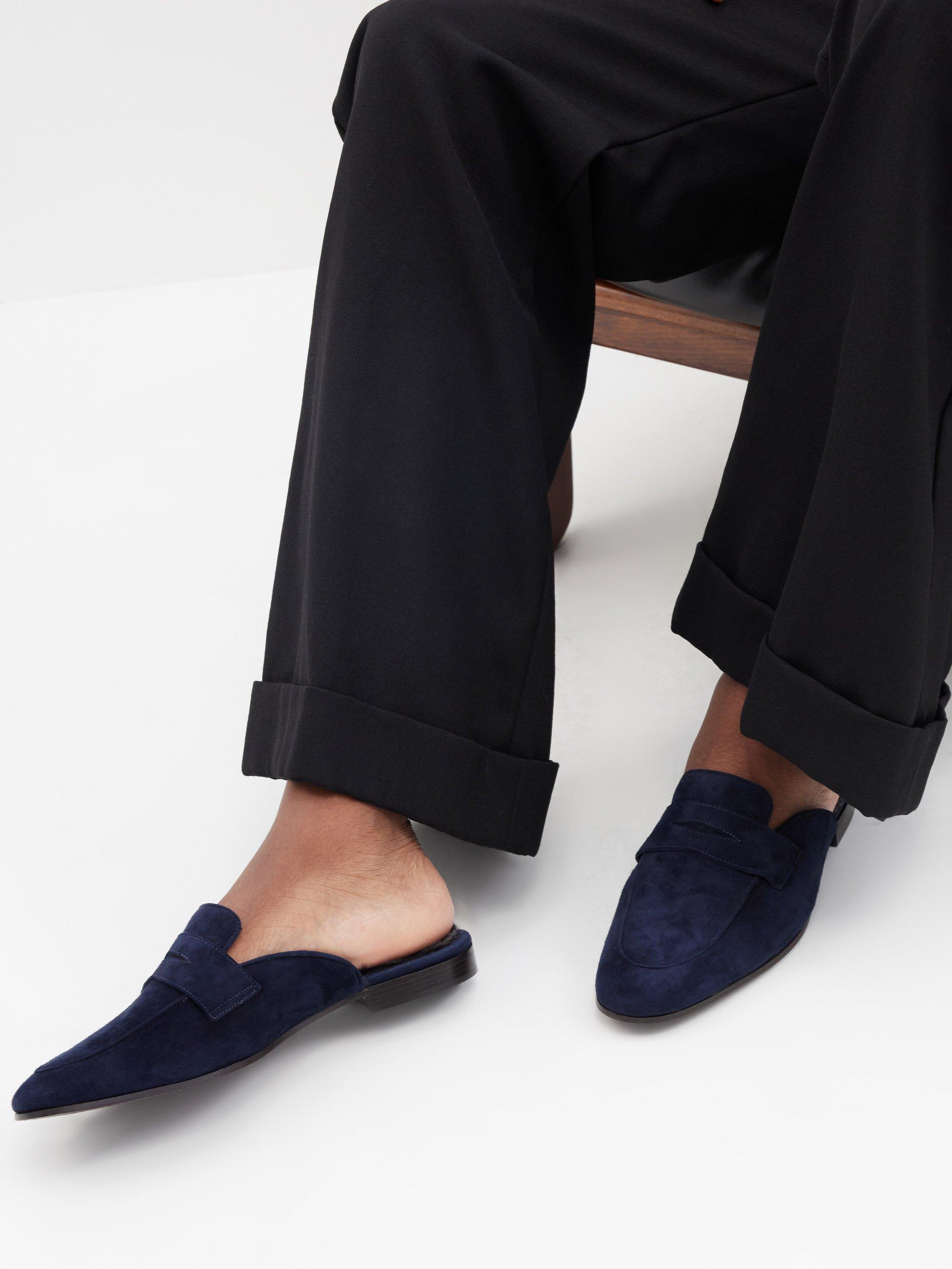 Suede backless loafers sale