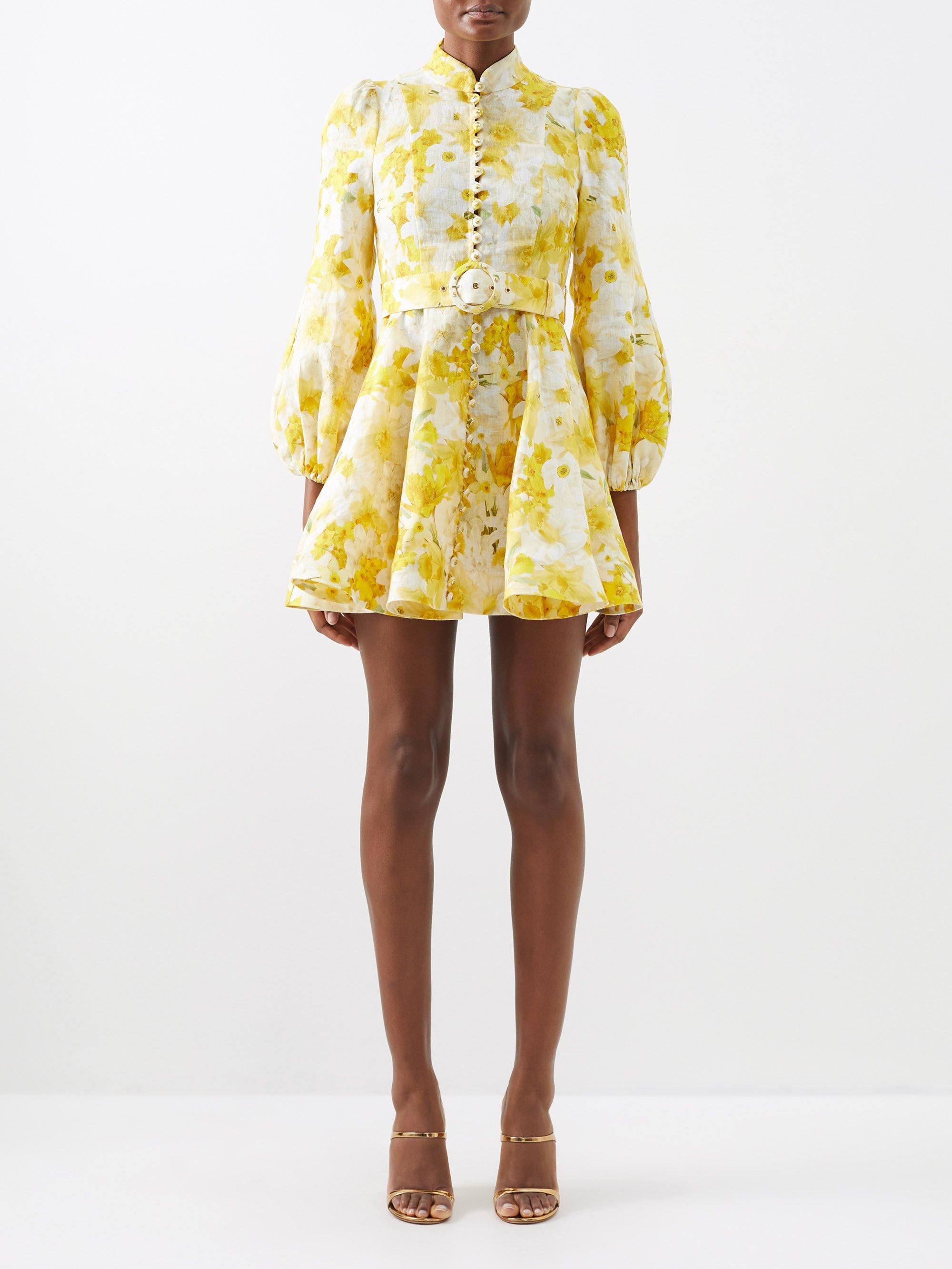 Zimmermann Wonderland Daffodil-print Belted Mini Dress in Yellow | Lyst