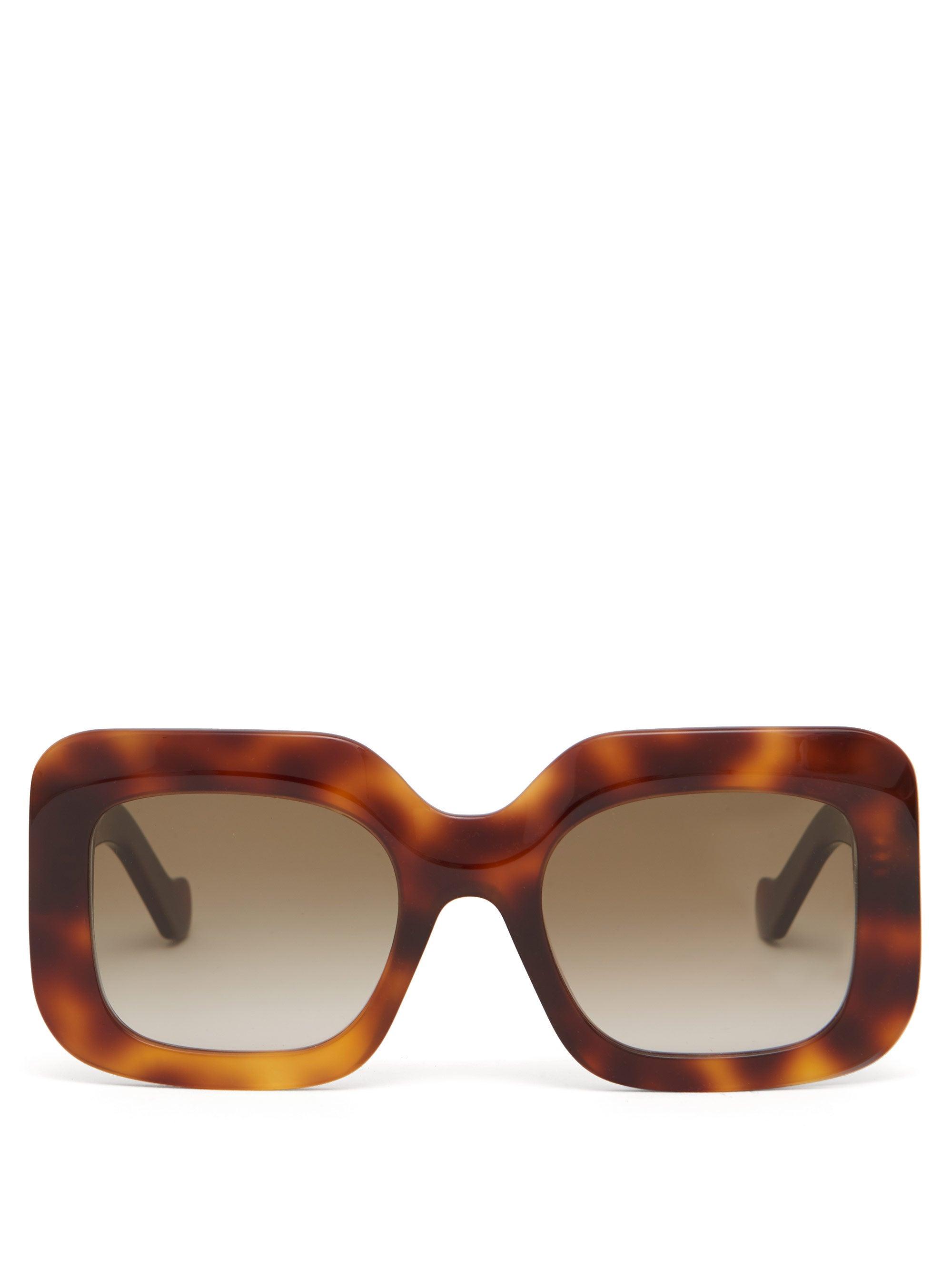 Loewe Anagram Square Tortoiseshellacetate Sunglasses in Brown Lyst