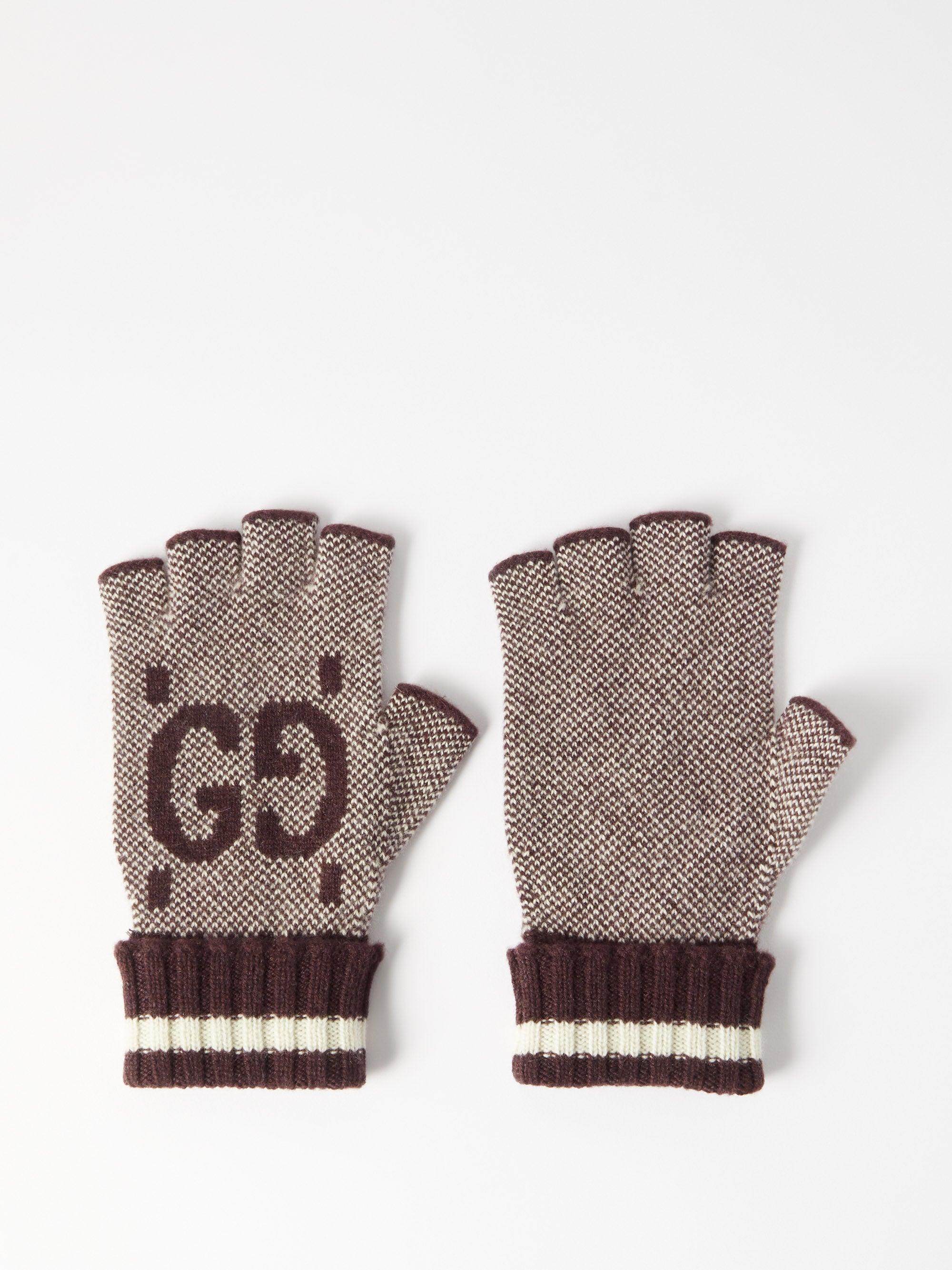 Gucci GGlogo Fingerless Wool Gloves in Gray for Men Lyst