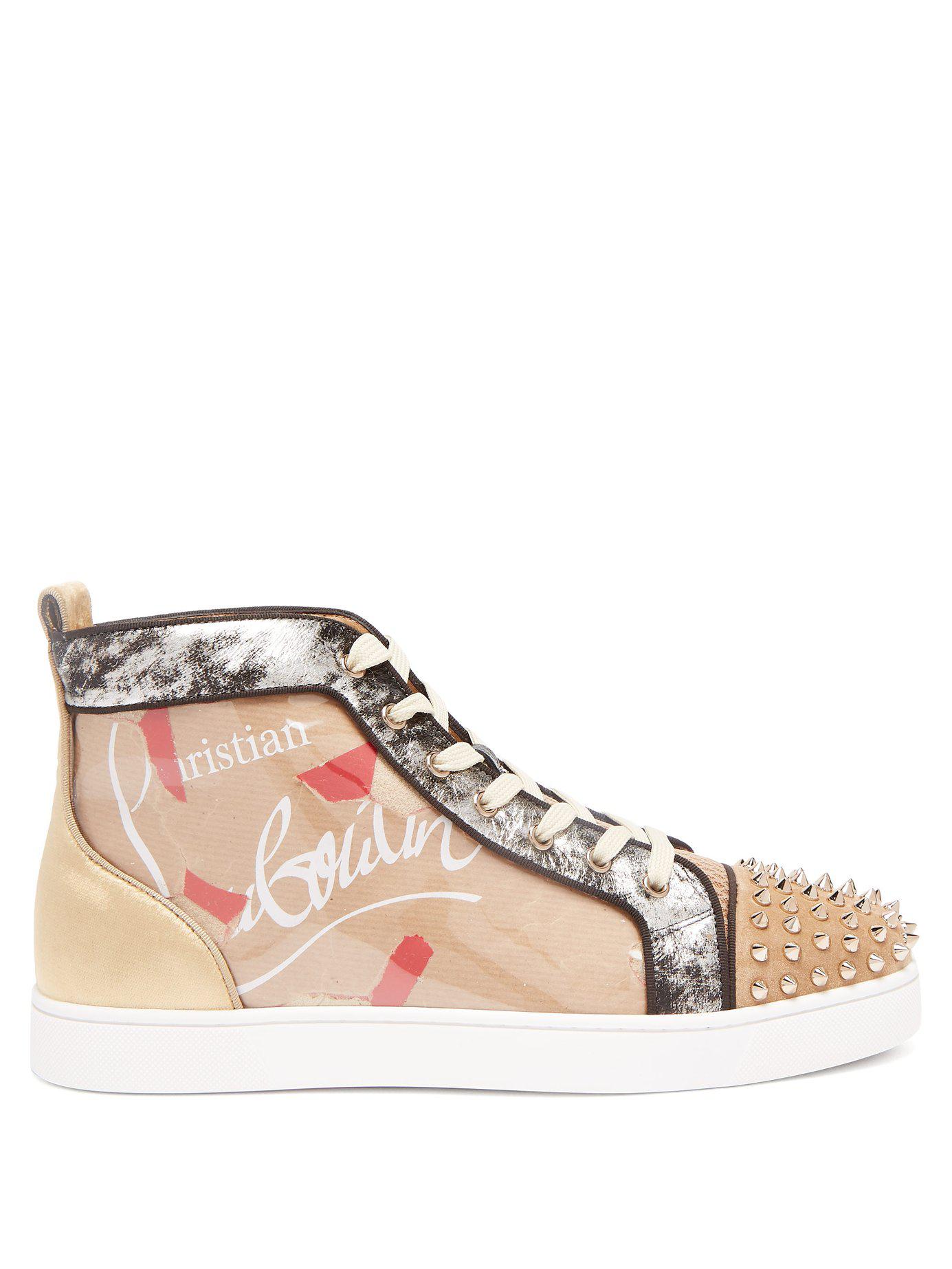 Christian Louboutin Suede Louis Spike Embellished Kraft High Top Trainers  for Men - Lyst