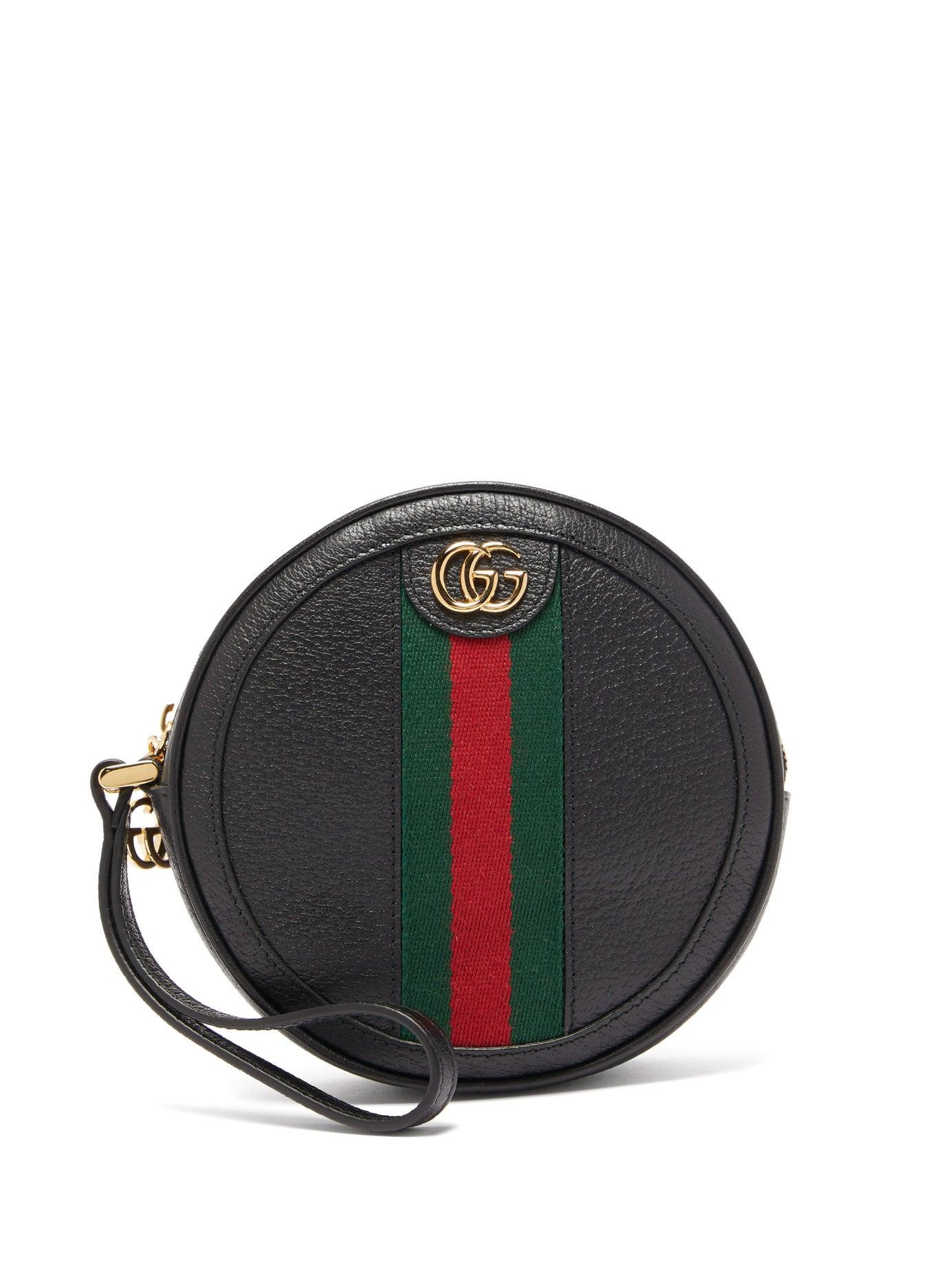 Gucci Ophidia Leather Wristlet Pouch in Black Lyst