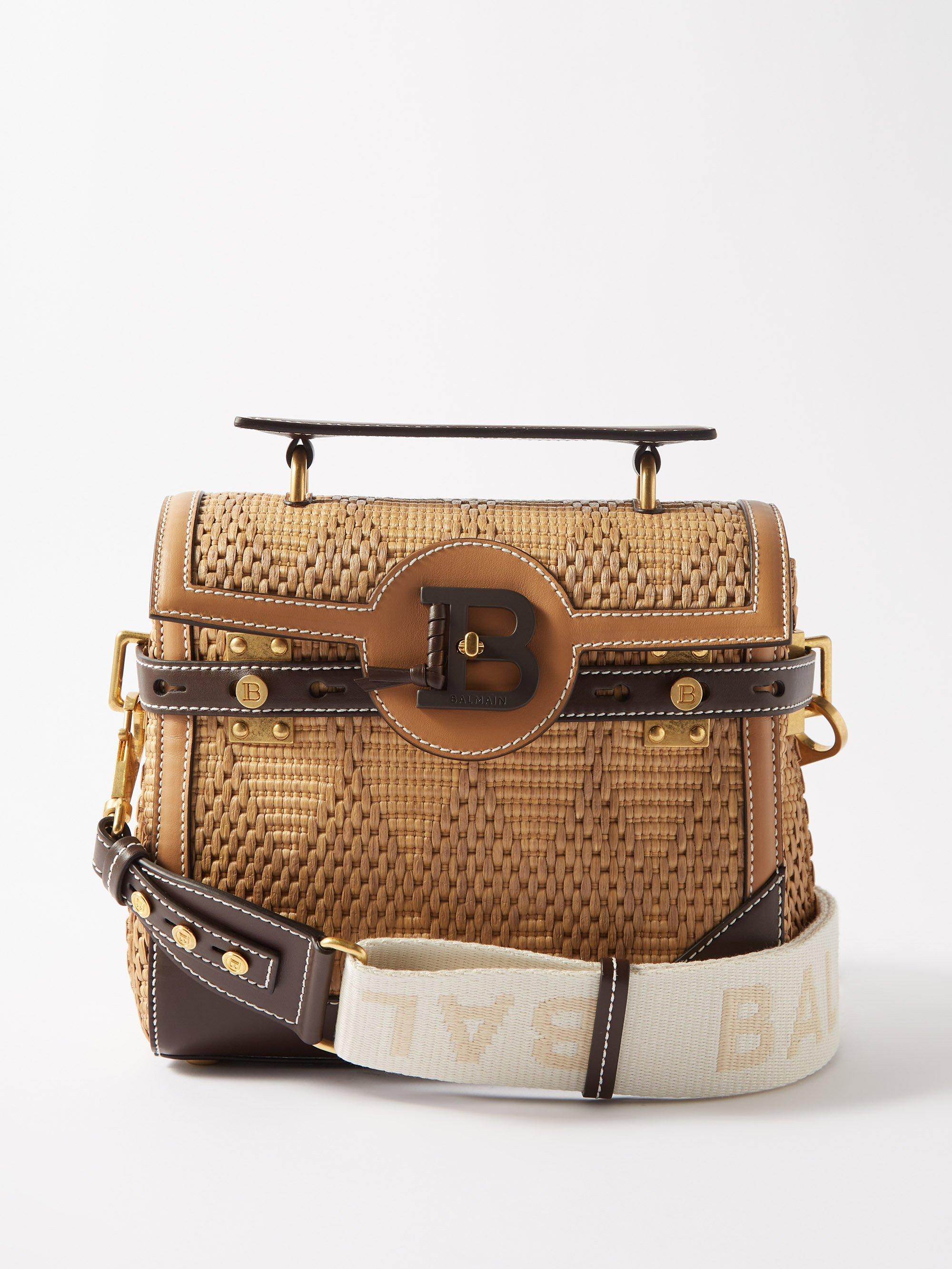 Balmain Bbuzz 23 Raffia Crossbody Bag in Natural Lyst