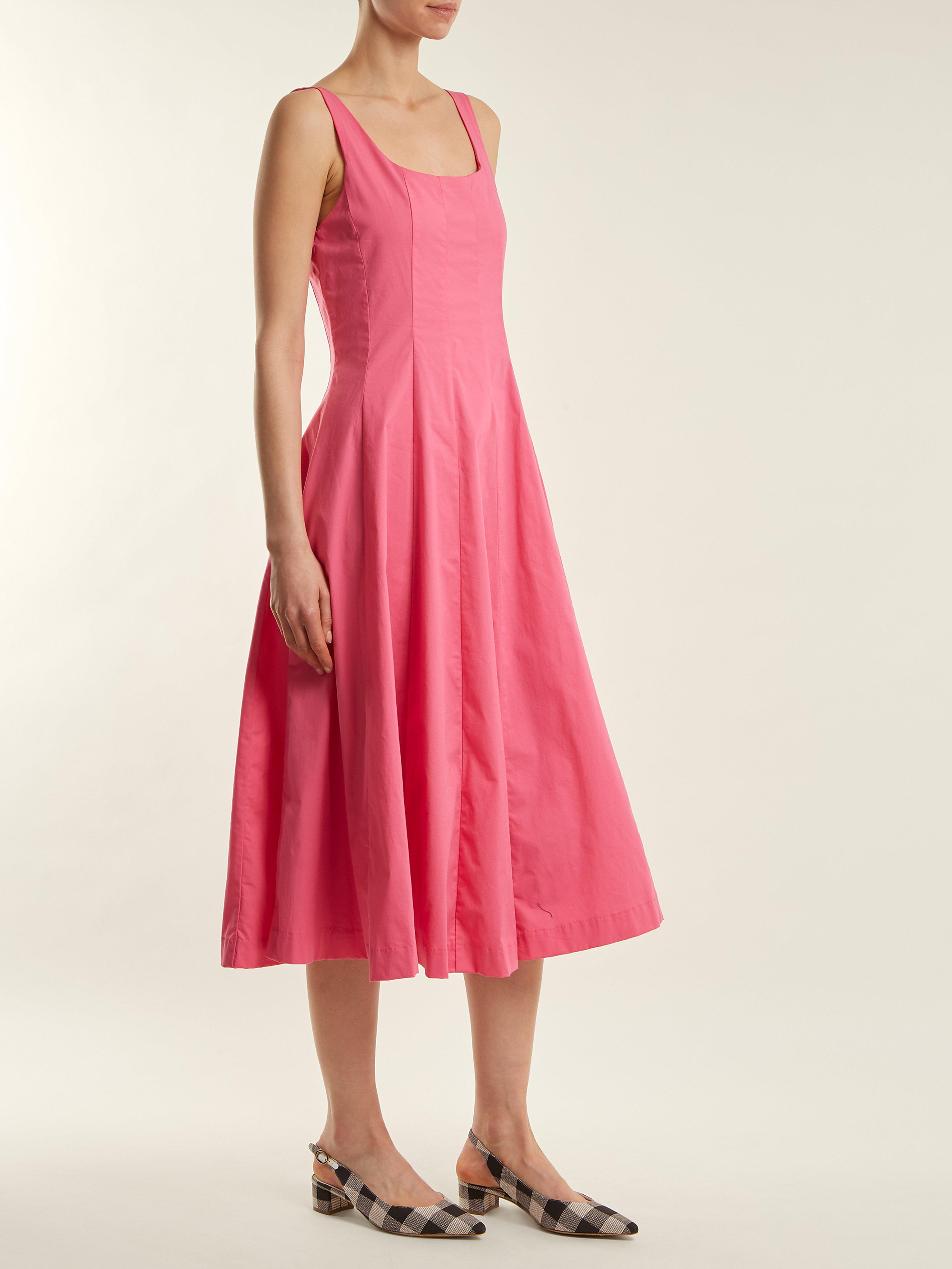 STAUD Wells Cotton Blend Dress in Pink - Lyst