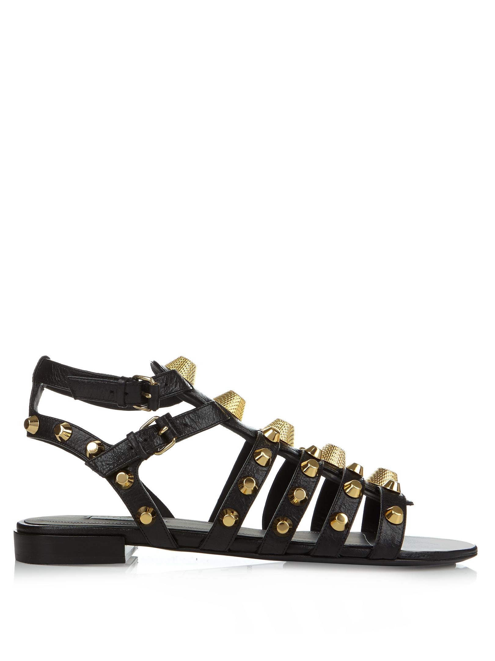 Balenciaga Giant Studded Leather Gladiator Sandals in Black | Lyst