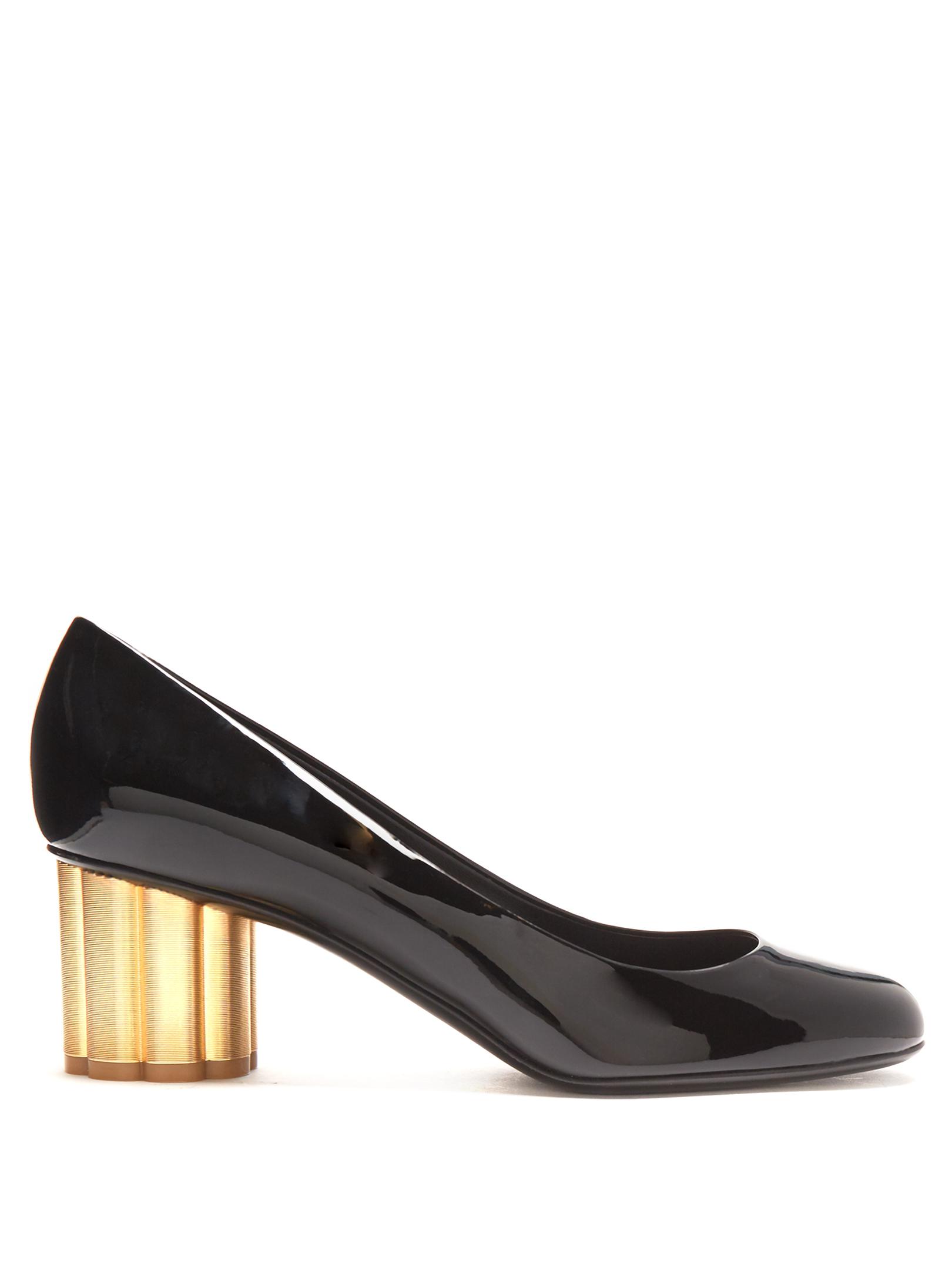 Ferragamo flower heel clearance pump