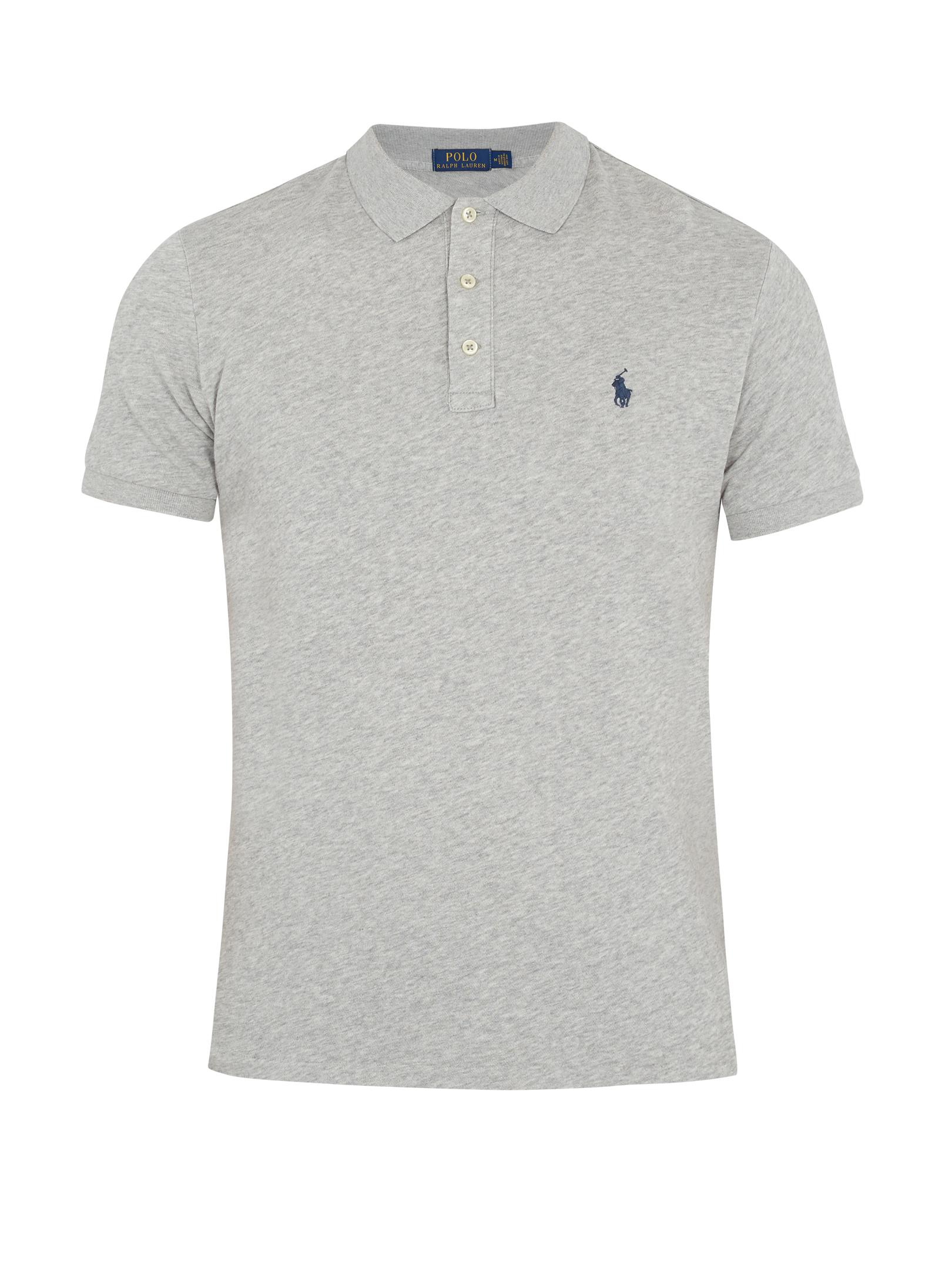 Polo Ralph Lauren French-terry Towelling Polo Shirt in Grey for Men | Lyst  UK