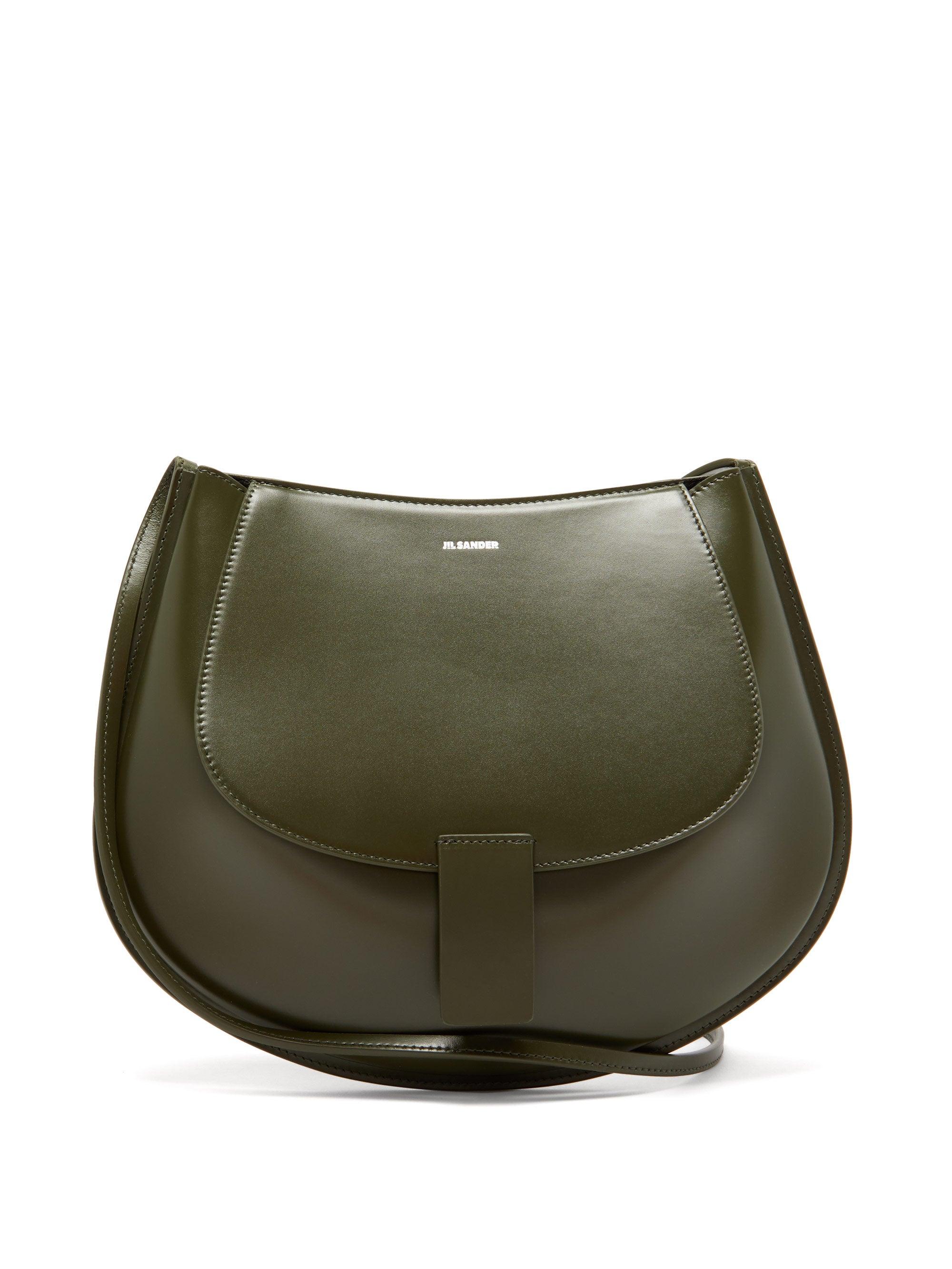Jil Sander Crescent Smooth-leather Shoulder Bag in Green | Lyst