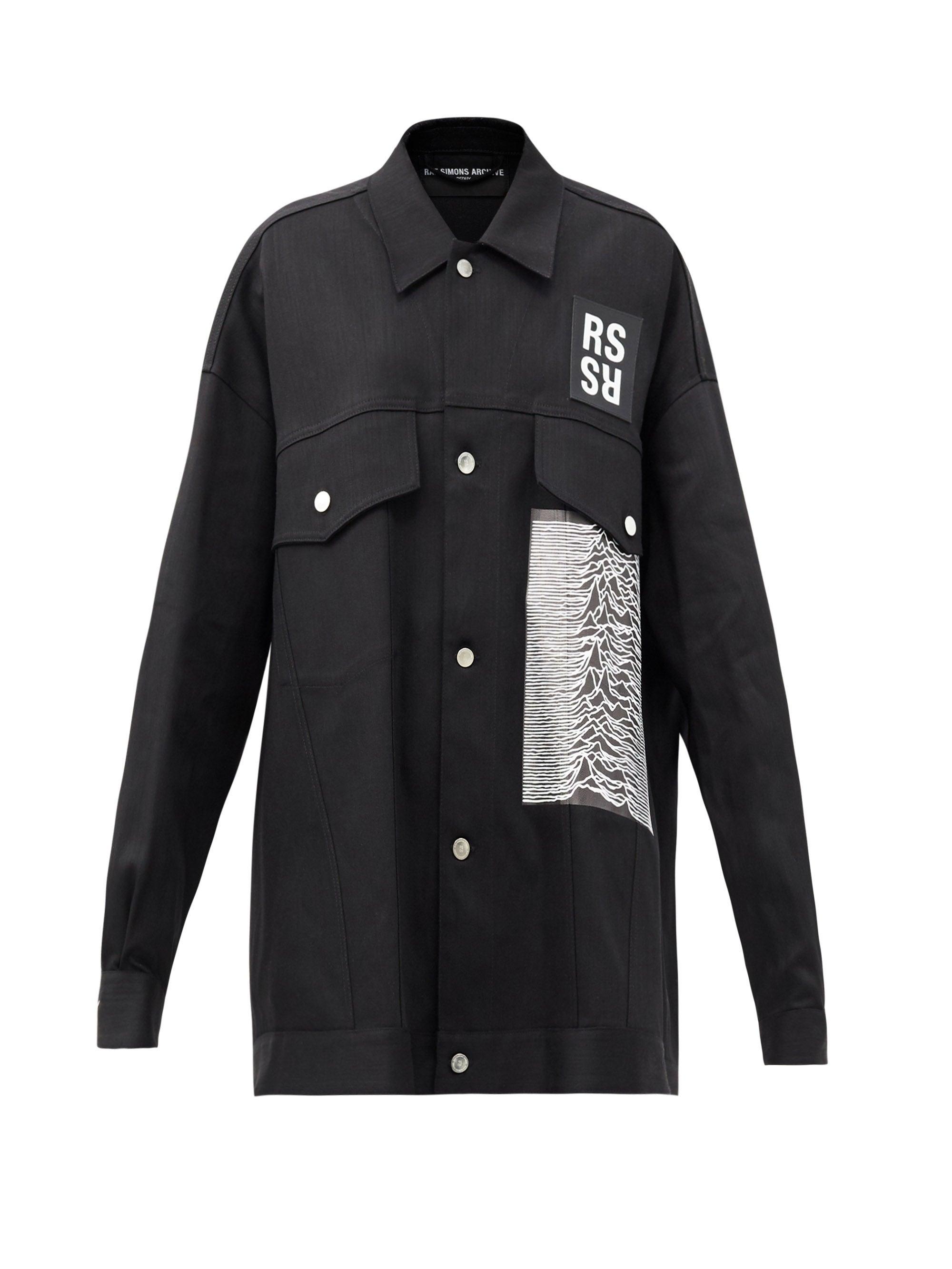 Raf Simons Ss18 Joy Division-print Denim Jacket in Black - Lyst
