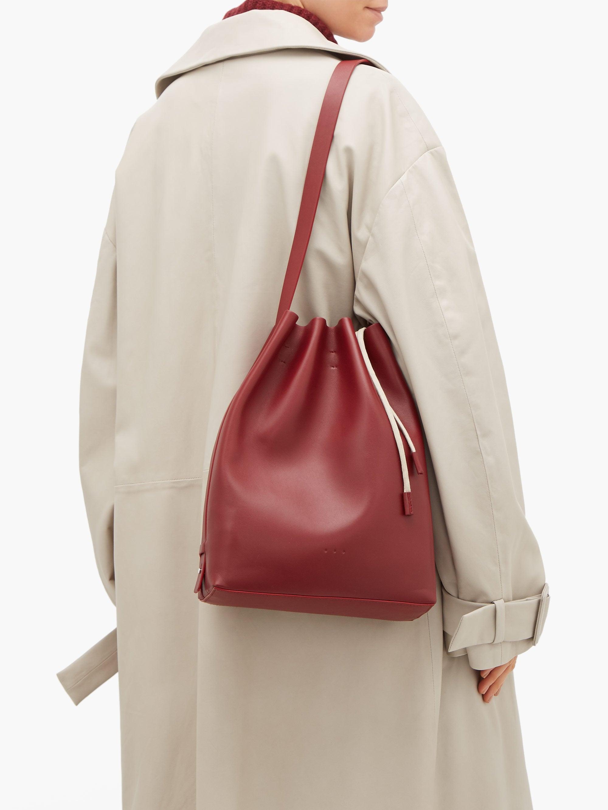 Aesther Ekme Marin Leather Bucket Bag in Burgundy (Red) | Lyst