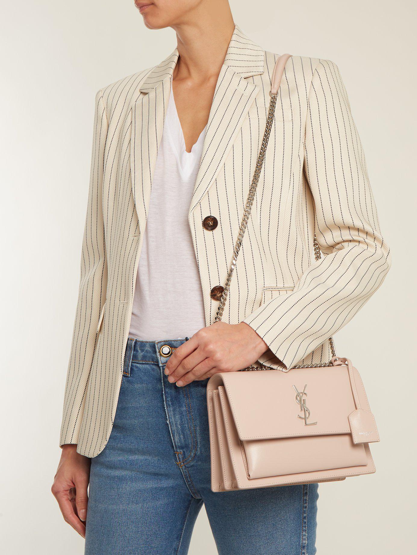Yves Saint Laurent Monogram Sunset Medium Leather Shoulder Bag Pink