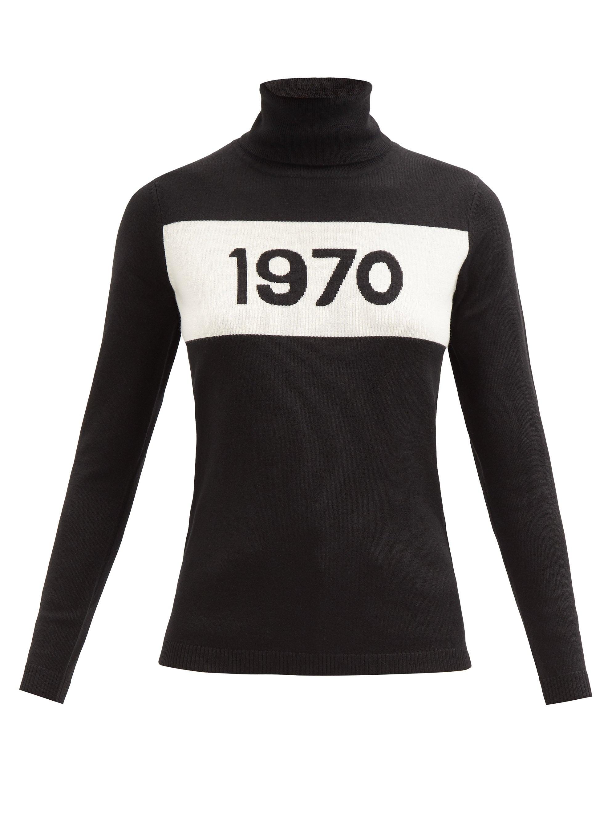 Bella Freud 1970-intarsia Wool Sweater in Black - Lyst