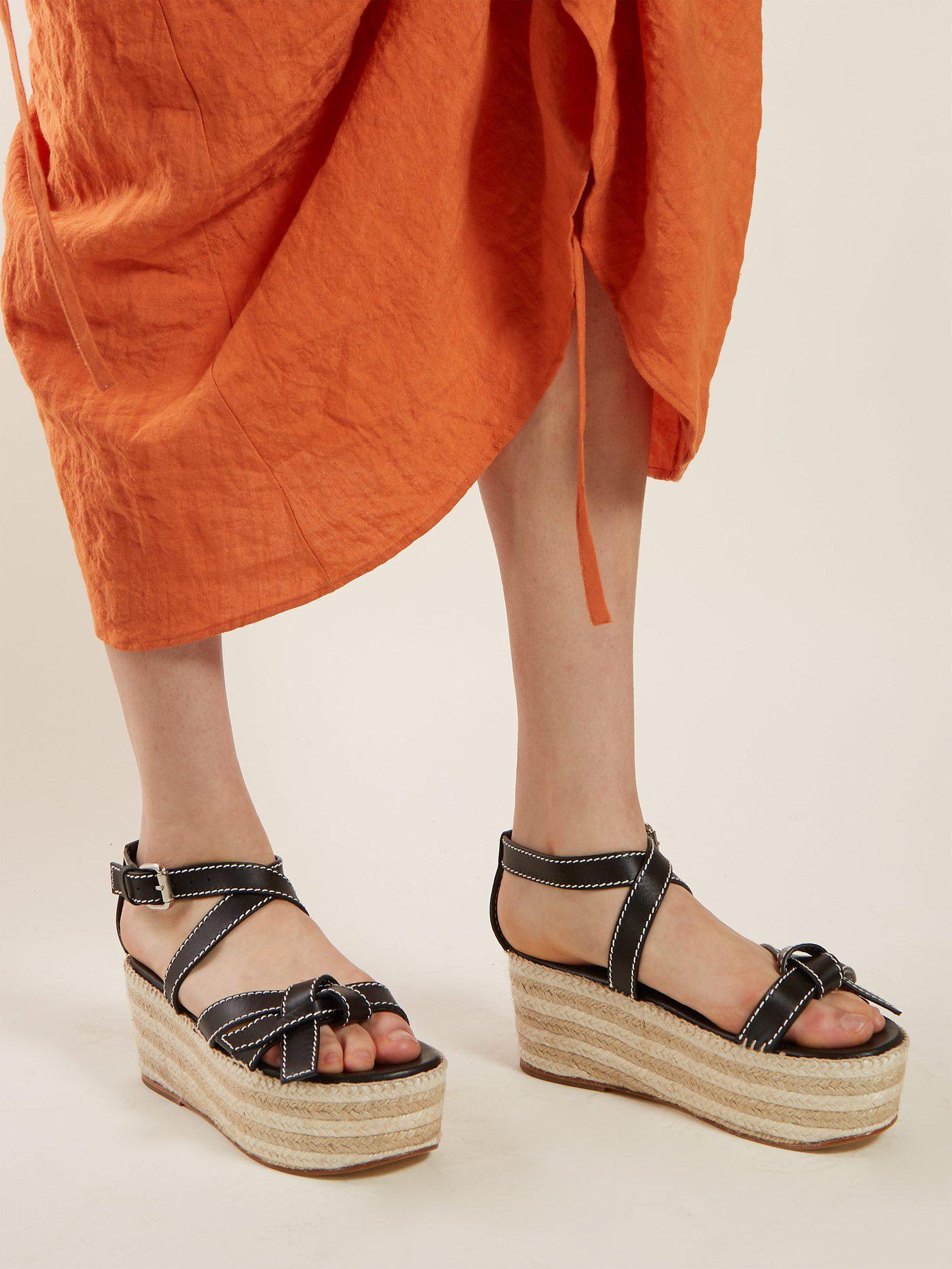 Loewe★素敵!Black Leather Platform Wedge Sandals Loewe Wedge Sandals 2025 | www.applelady.ca