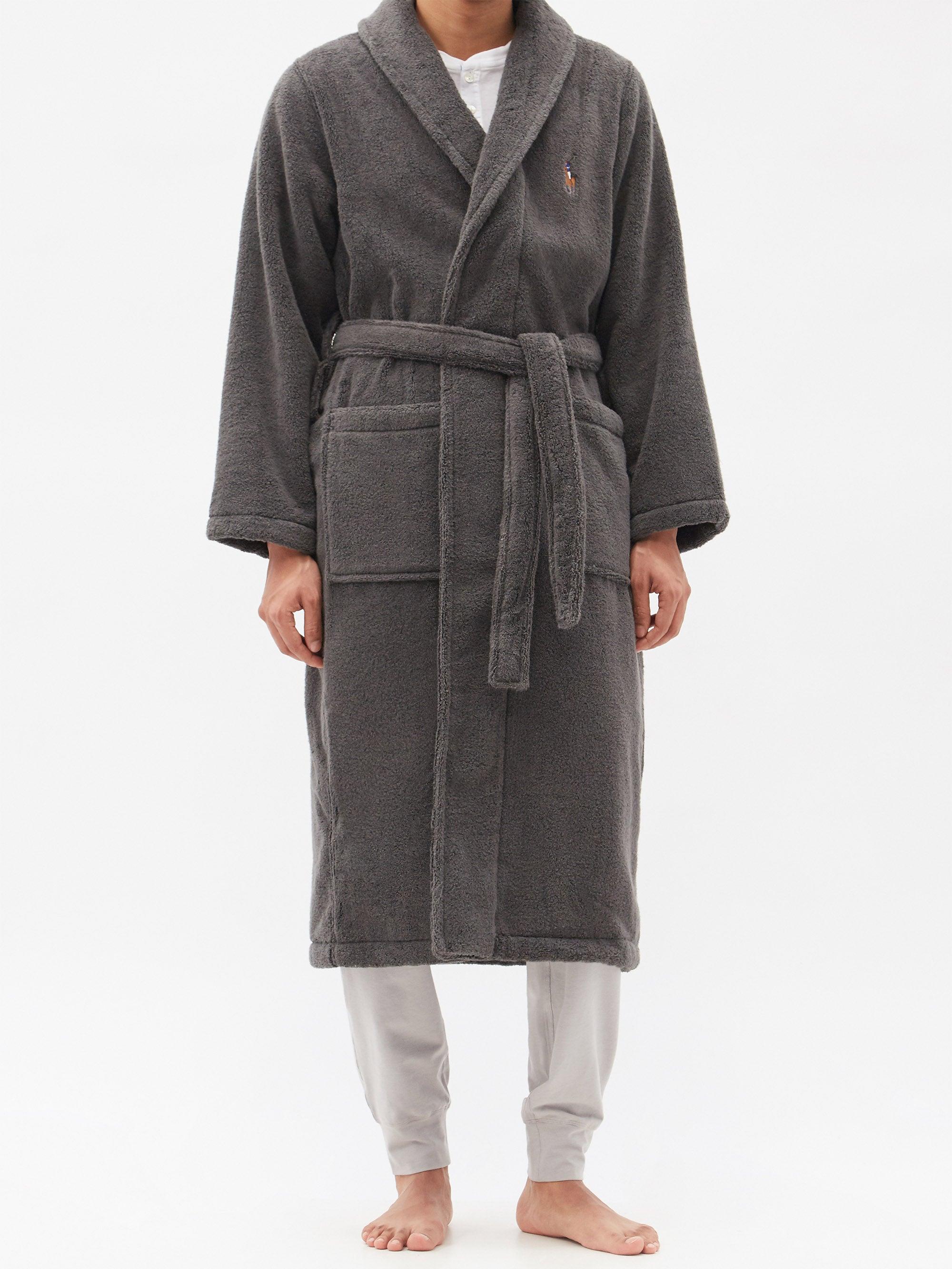 Polo Ralph Lauren Logoembroidered Cottonterry Bathrobe in Dark Grey