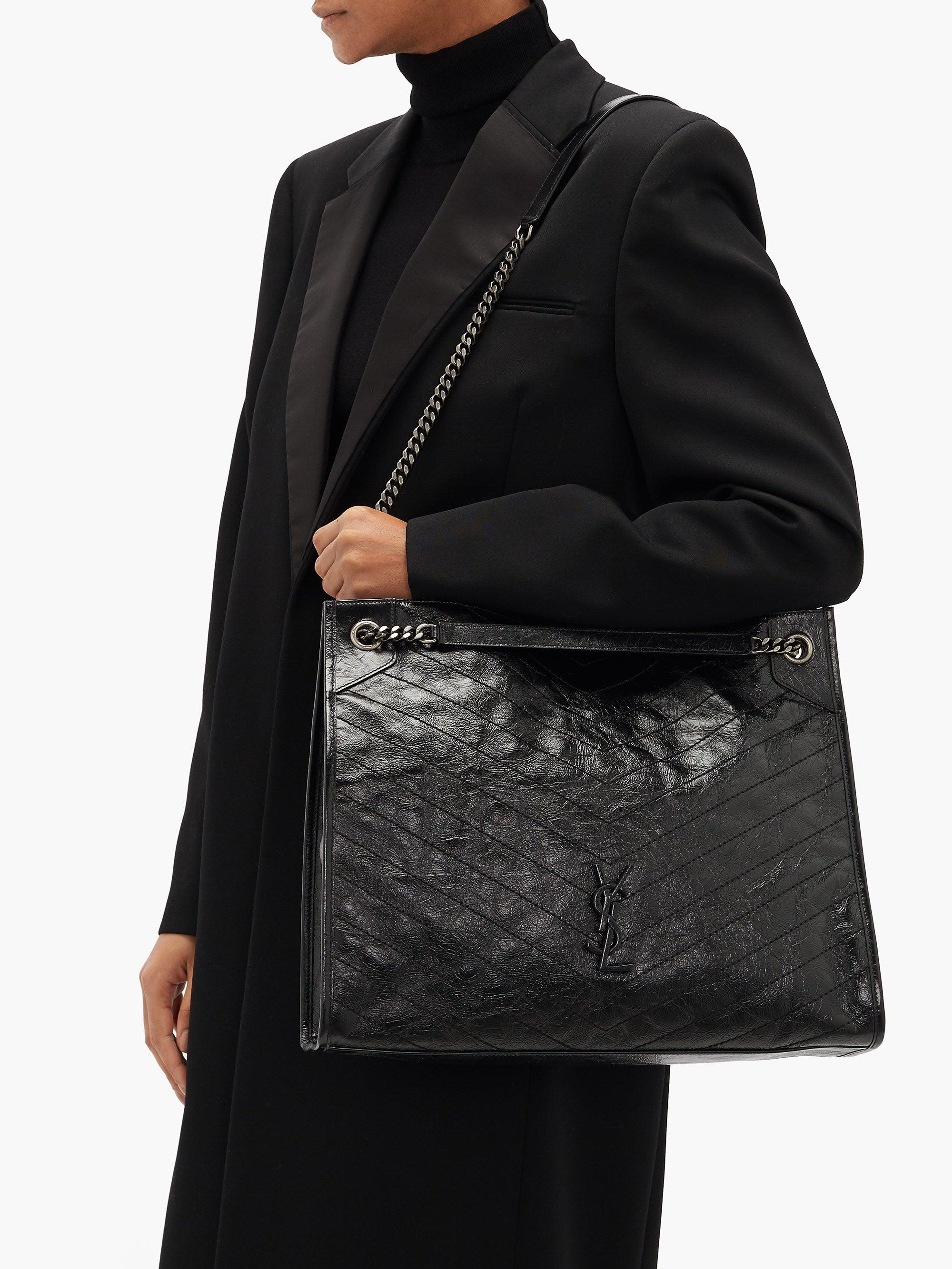 Saint Laurent Niki Large Quilted-leather Tote Bag in Black | Lyst