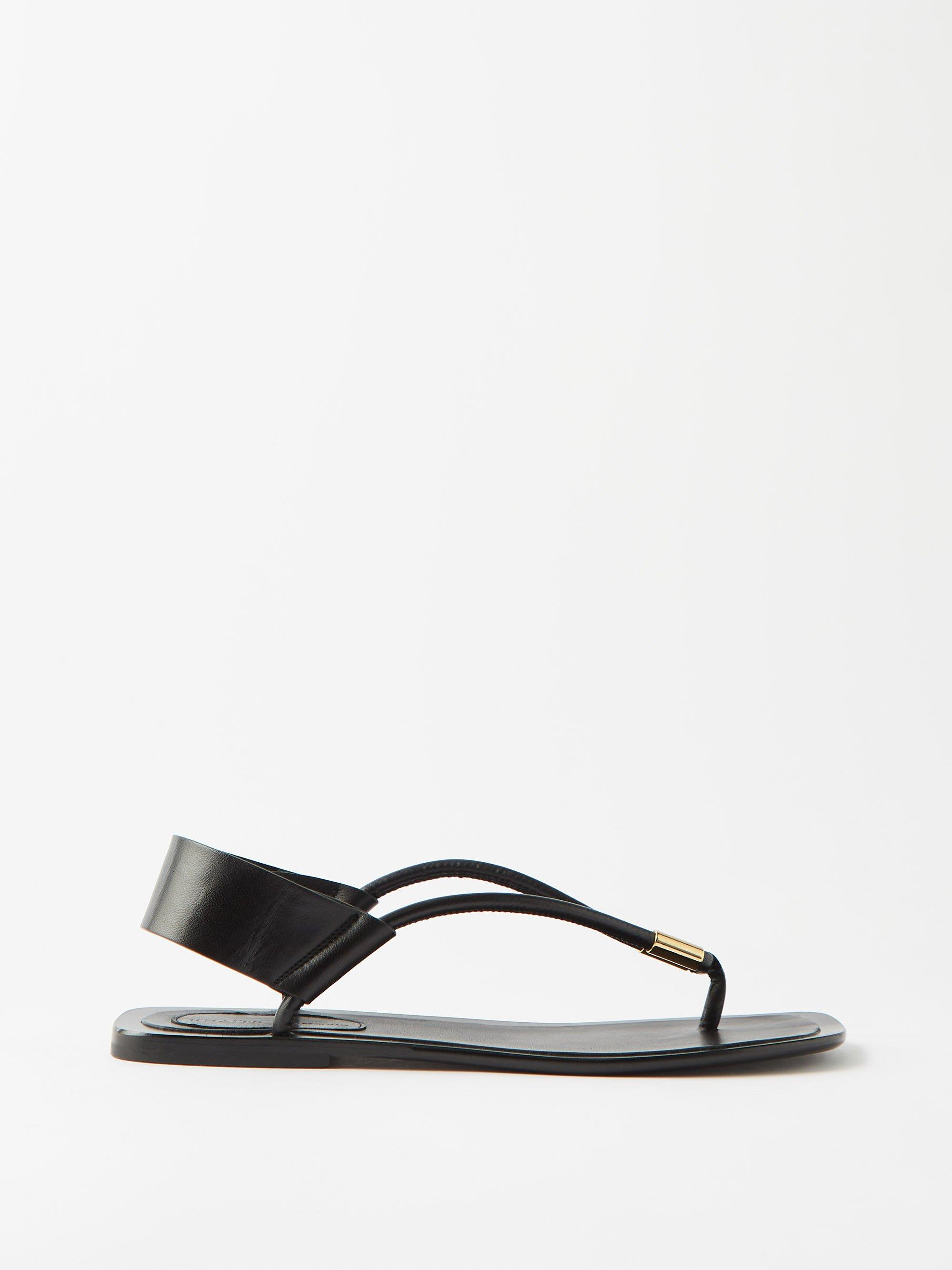 Khaite Devoe Leather Sandals in Black | Lyst