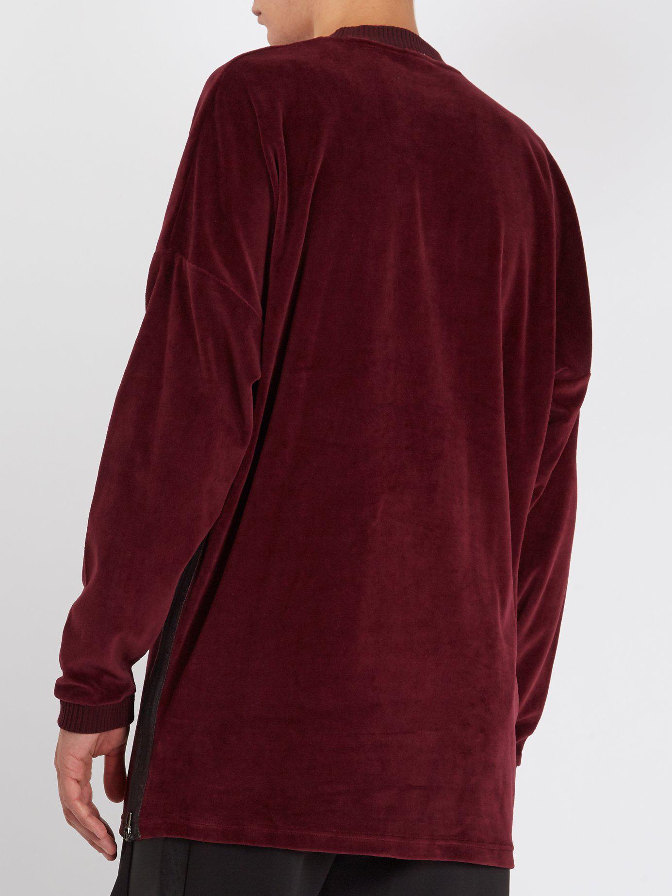 adidas Originals Long Sleeve Velvet Sweater in Burgundy (Purple) for Men |  Lyst