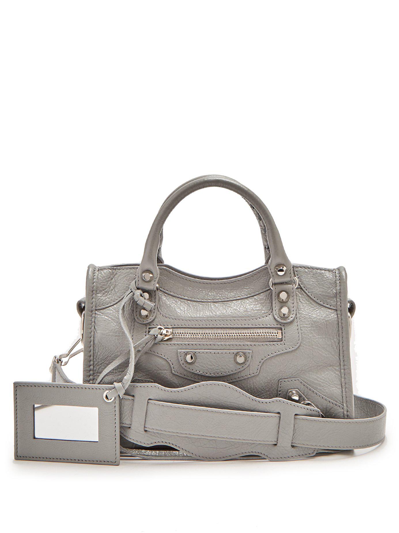 Balenciaga Leather Classic Metallic Edge City Xs Bag Light Grey (Gray) - Lyst