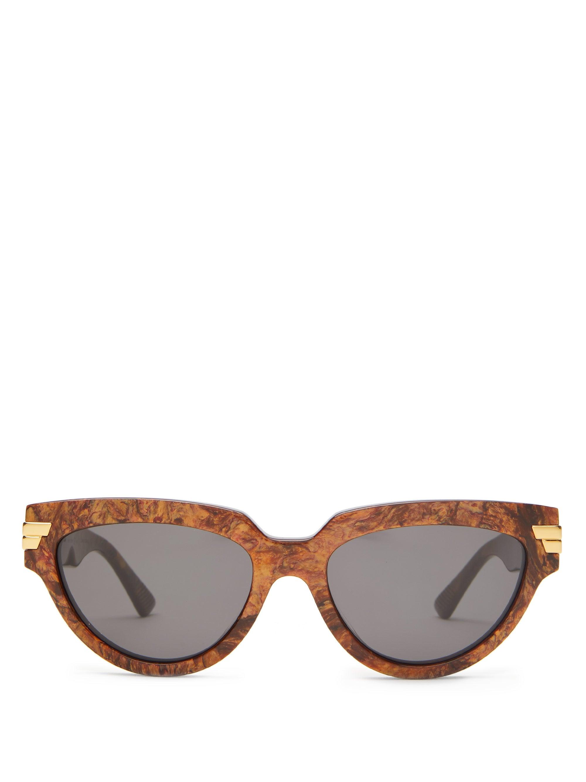 Bottega Cateye Marbledacetate Sunglasses in Brown Lyst