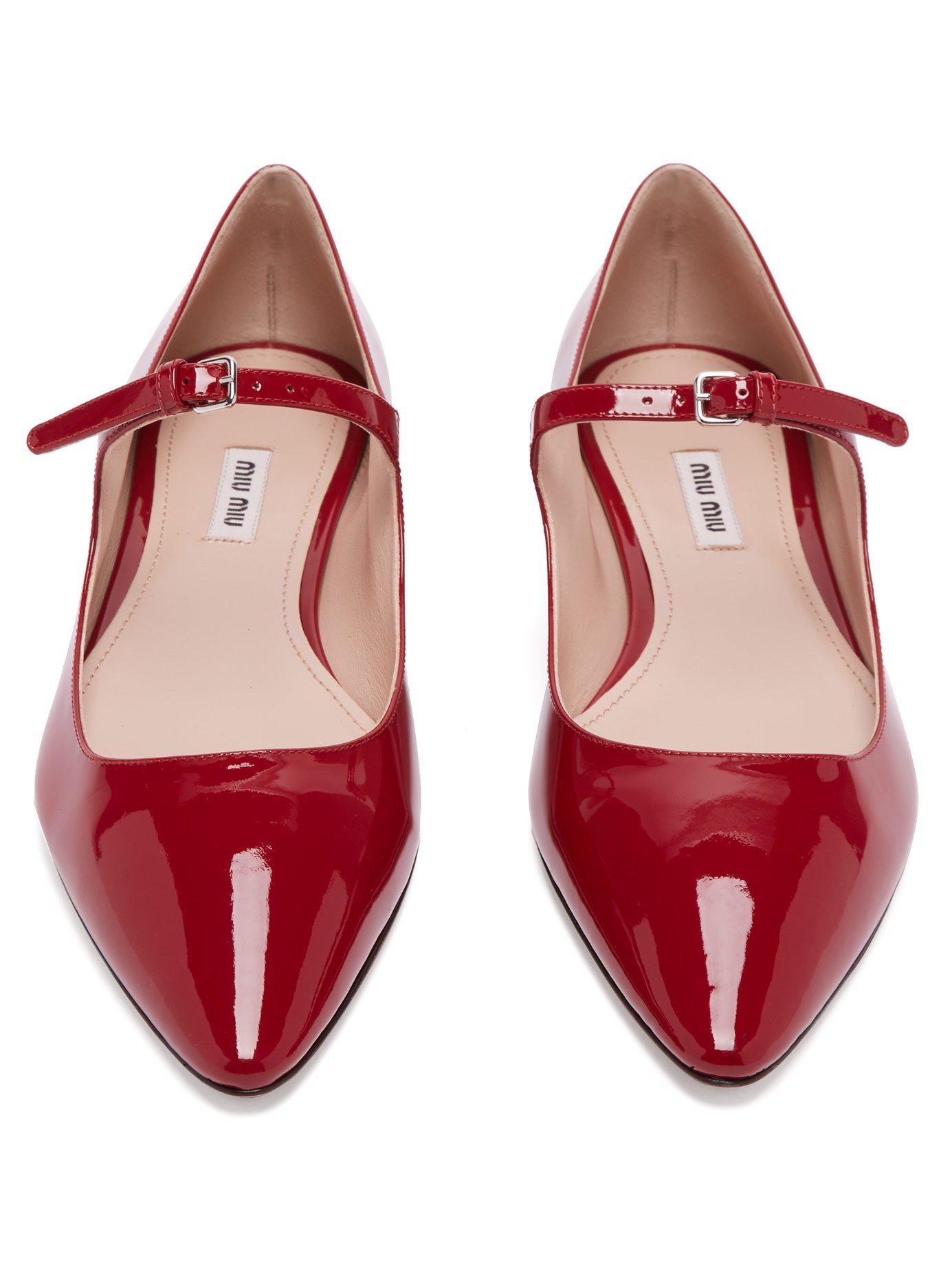 Miu Miu Ballet Flats in Red | Lyst