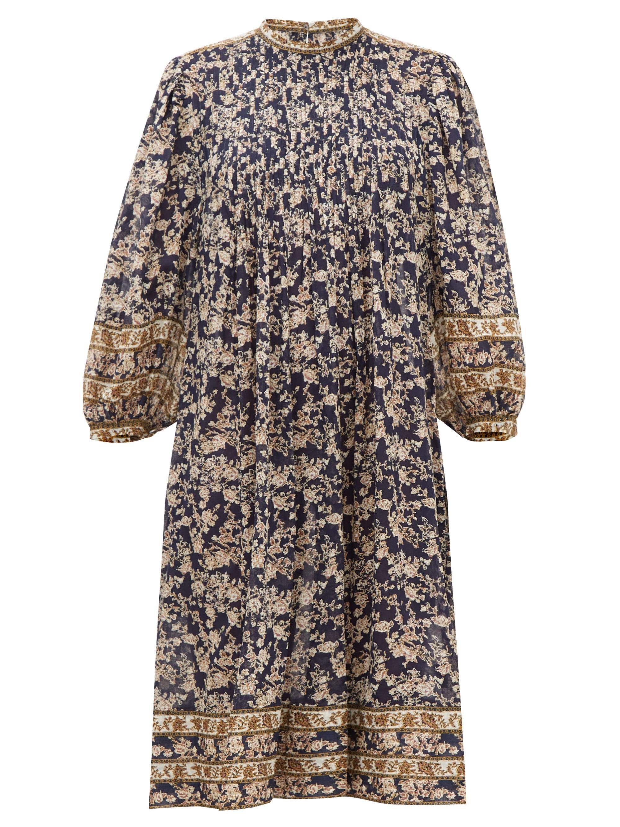 Étoile Isabel Marant Vanille Floral-print Pintuck Pleated Dress in Blue -  Lyst
