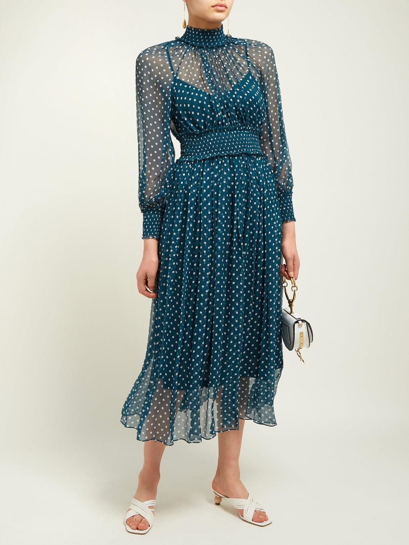 Zimmermann Moncur Polkadot Silk Dress in Green Lyst