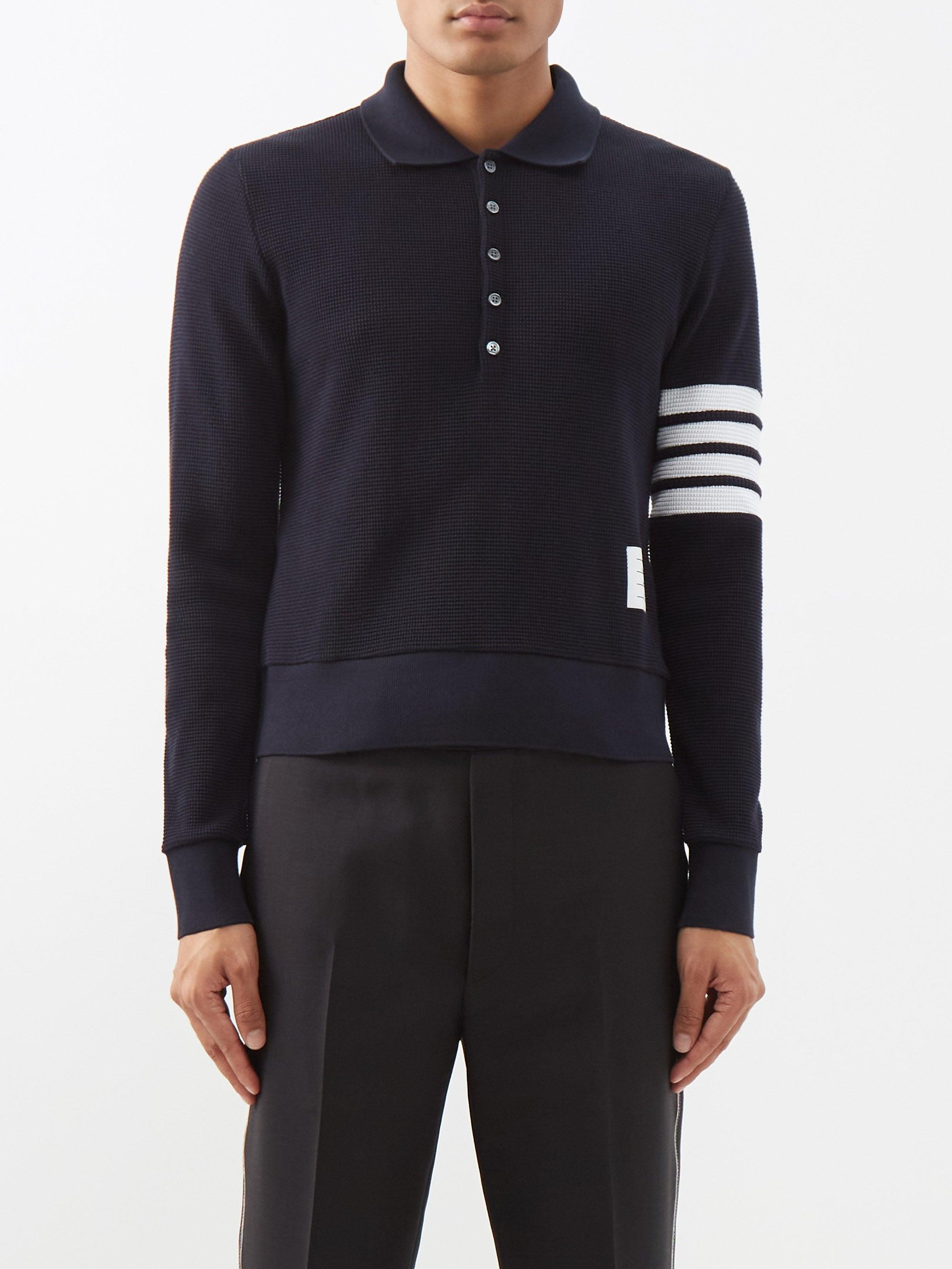 Thom Browne Fourbar Waffleknit Polo Shirt in Blue for Men Lyst