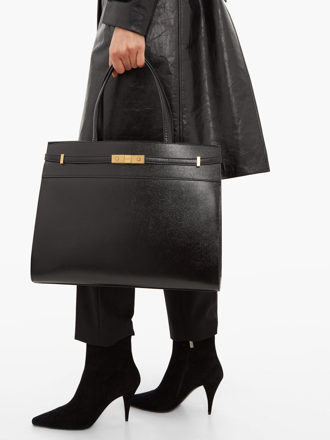 Saint Laurent Manhattan Medium Leather Tote Bag in Black
