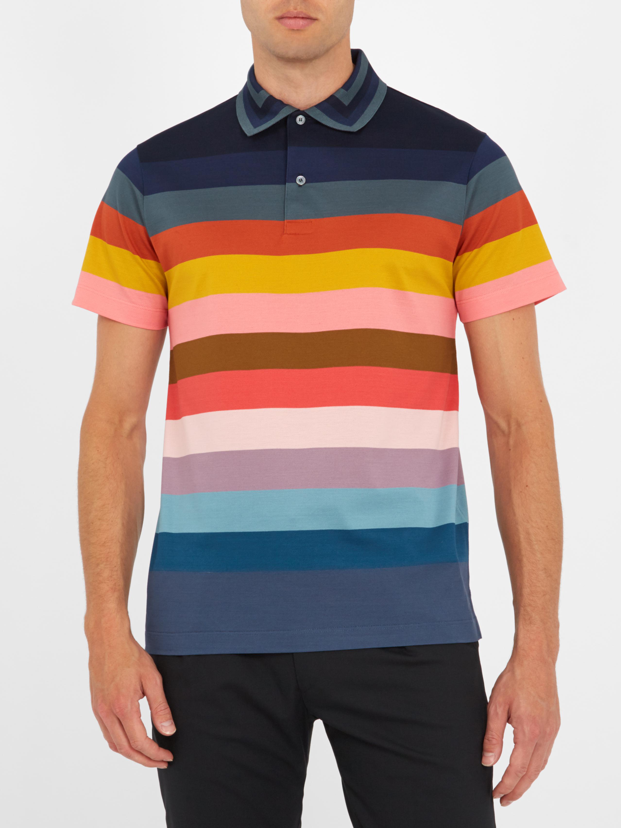 Download Paul Smith Rainbow Striped Cotton-piqué Polo Shirt for Men ...