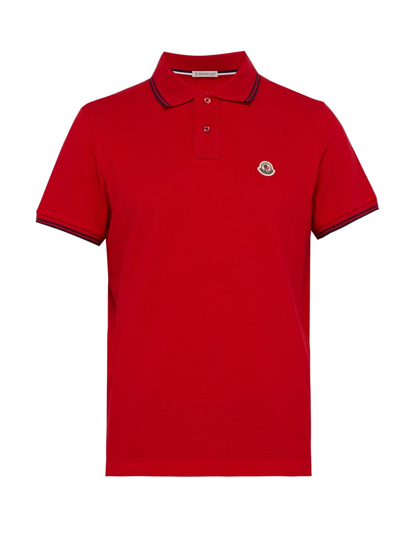 Moncler Tipped Cotton Piqué Polo Shirt in Red for Men - Lyst