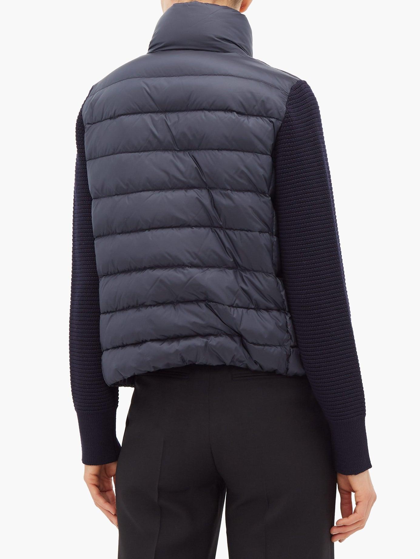 Moncler Synthetic Knitted Sleeve Quilted Down Jacket in Navy (Blue) Lyst